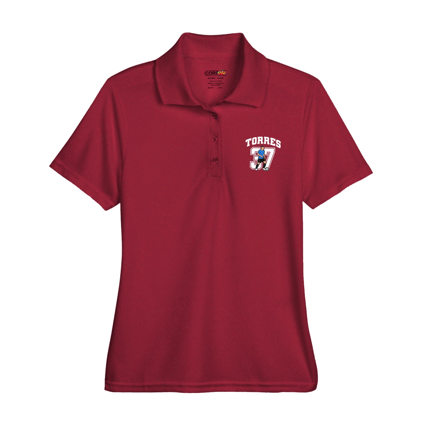 Womens Performance Polo — Number in Red