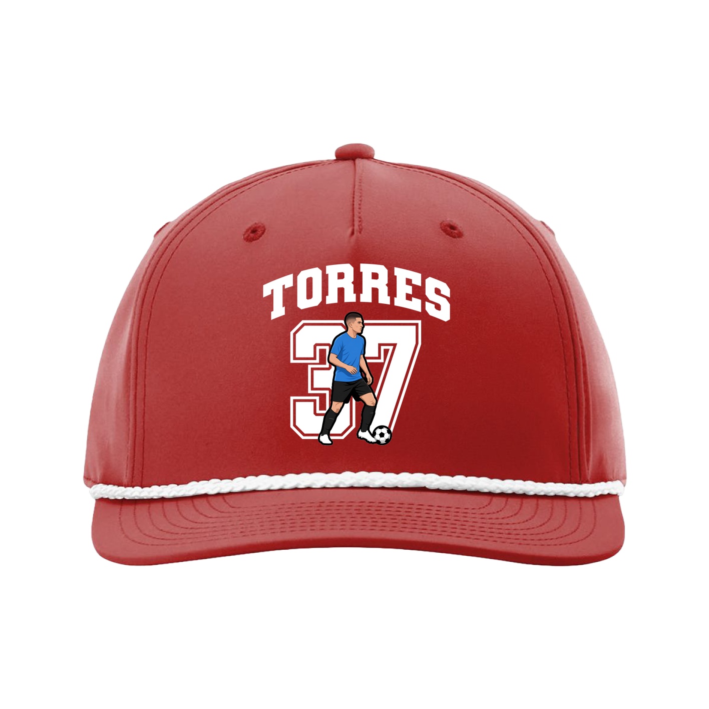Five-Panel Classic Rope Cap — Number in Red