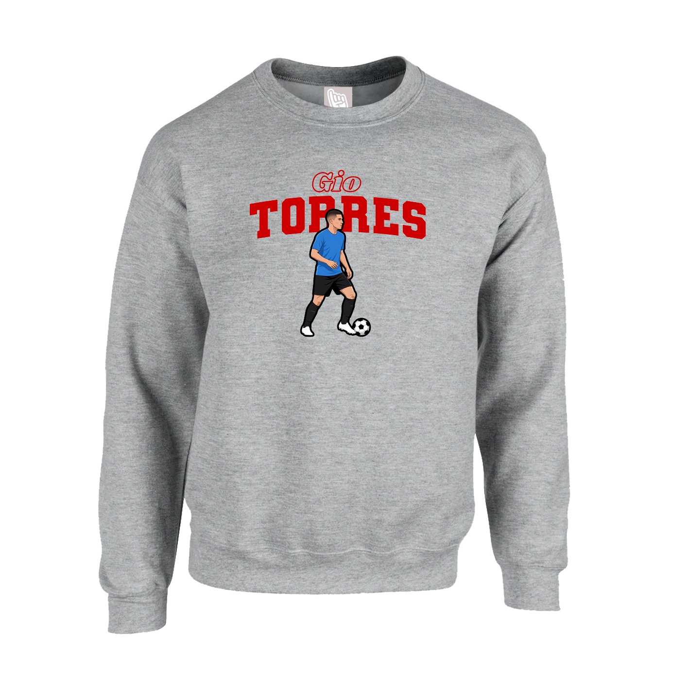 Fleece Crew — Name Arch in Grey