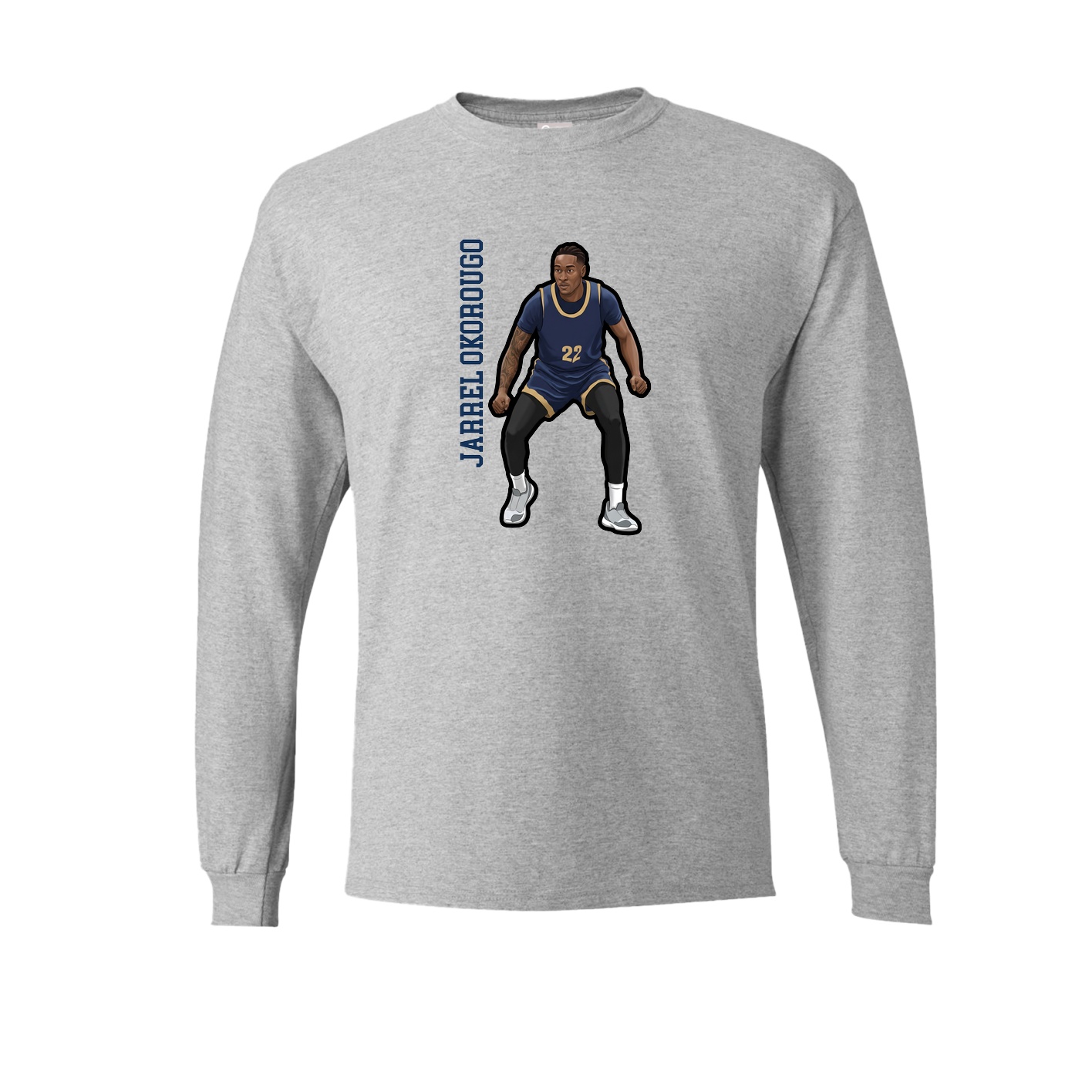 Long Sleeve Tee — Name Vertical in Grey