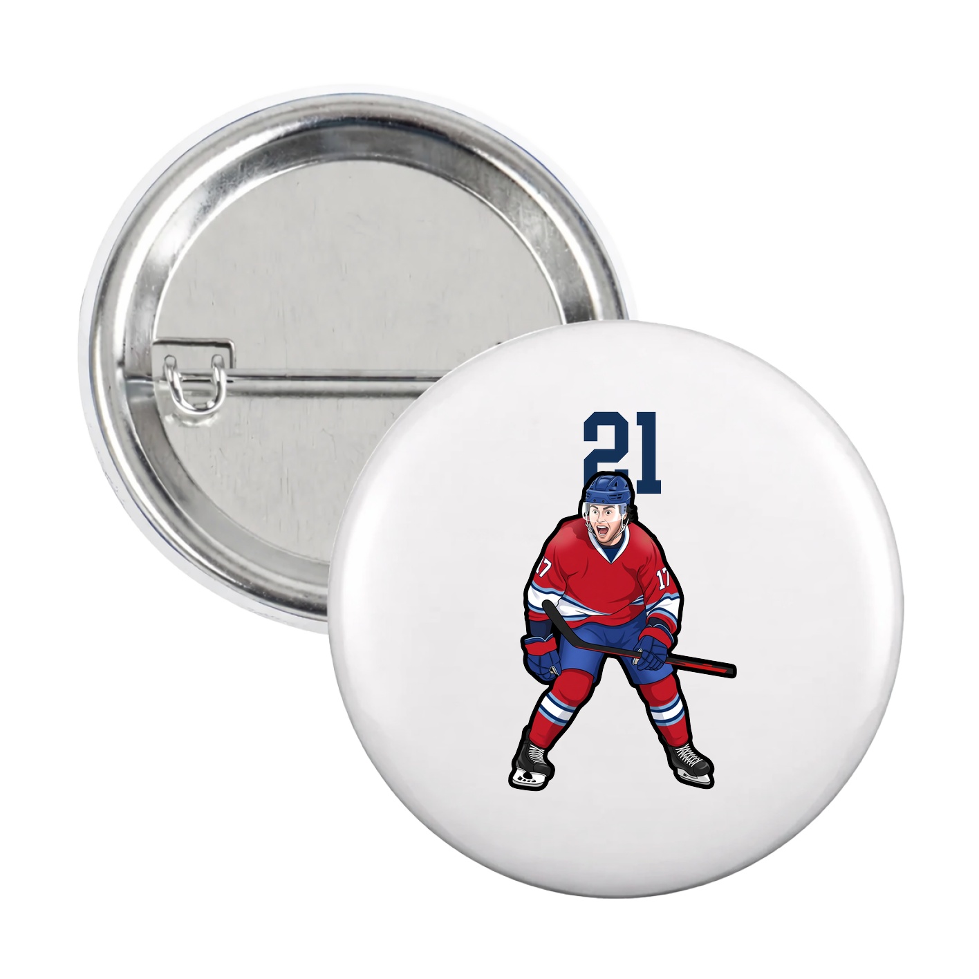 Game Day Button — Number Top in White
