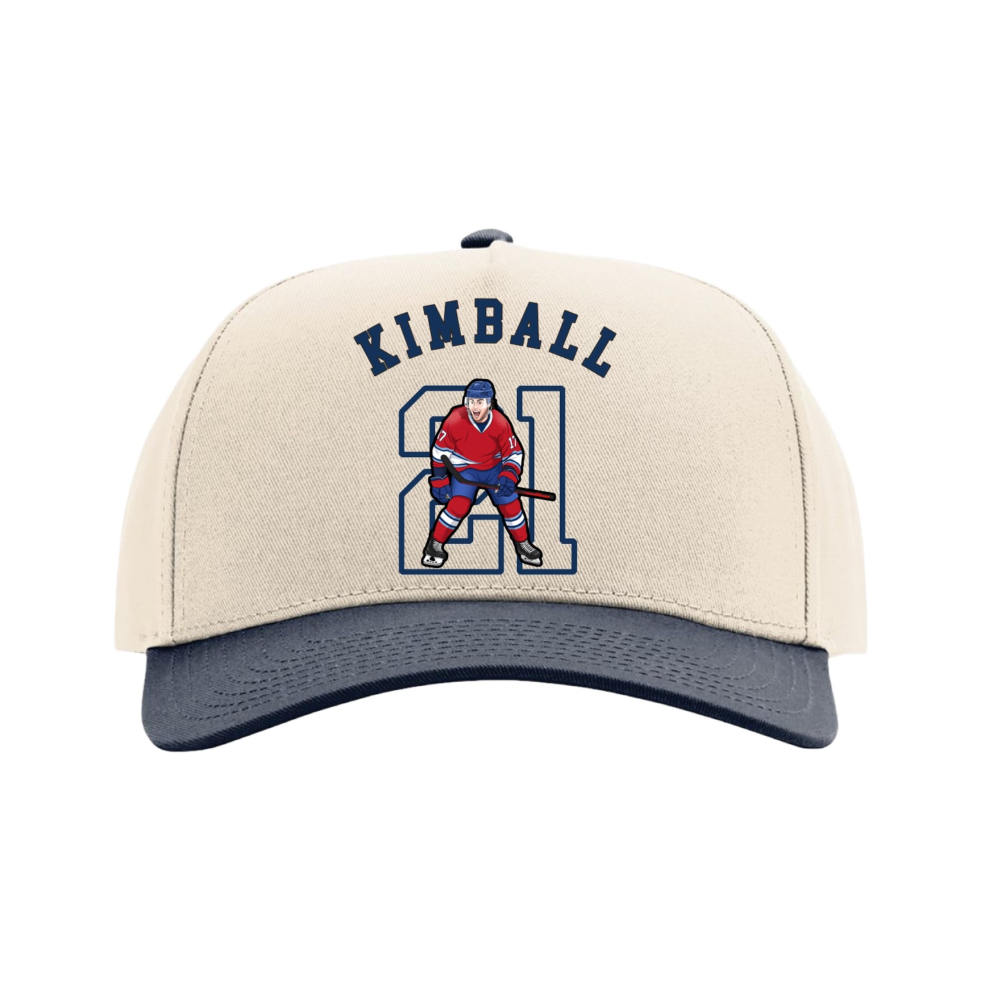 Full Fabric Five-Panel Champ Cap — Shirsey Arch in Cream/Navy