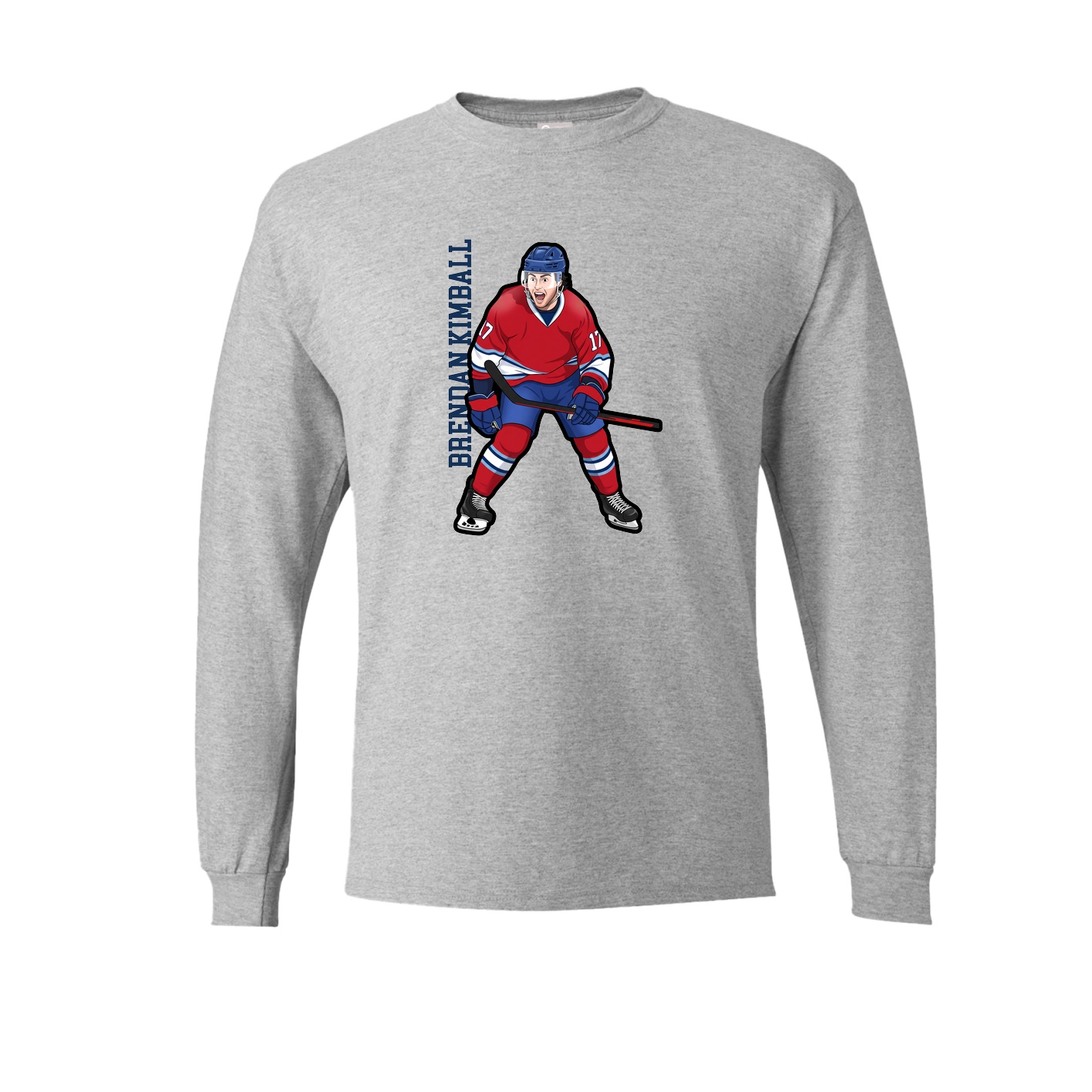 Long Sleeve Tee — Name Vertical in Grey