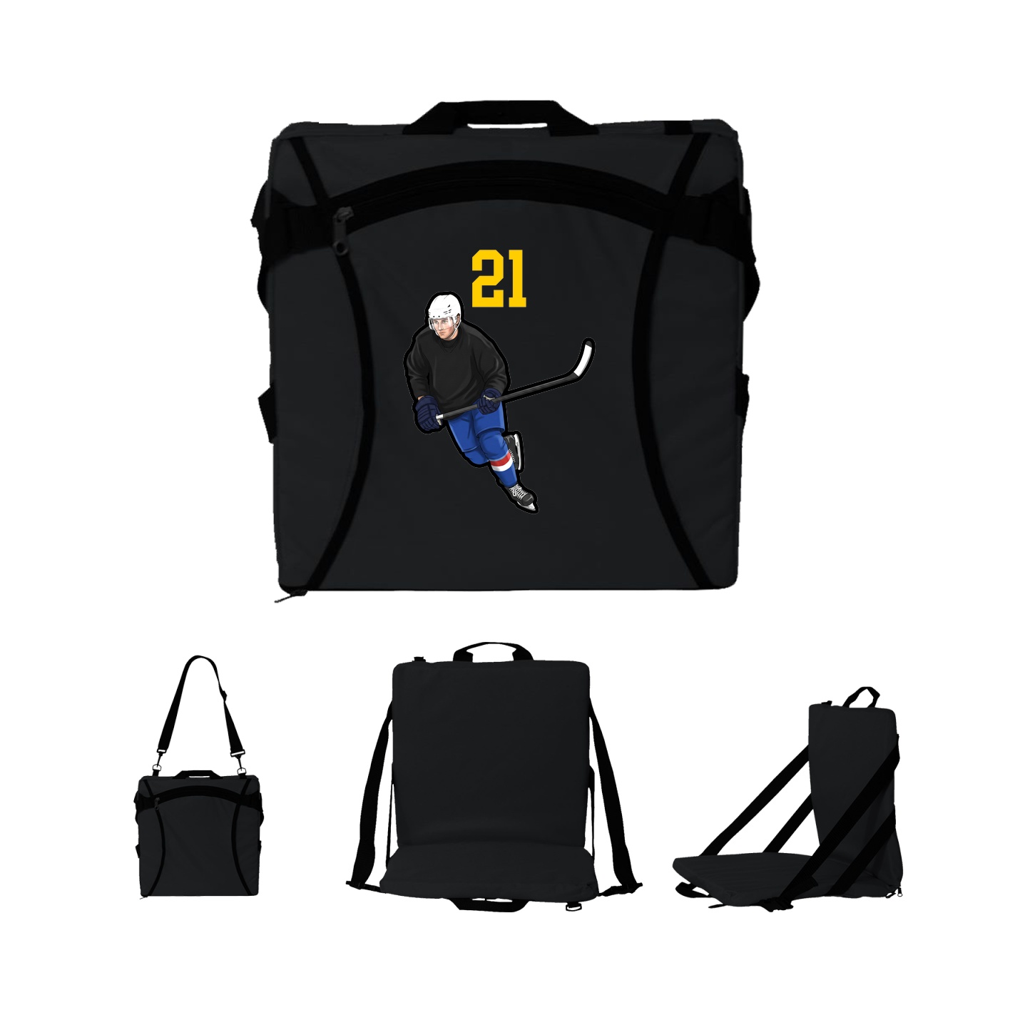 Folding Stadium Seat — Number Top in Black