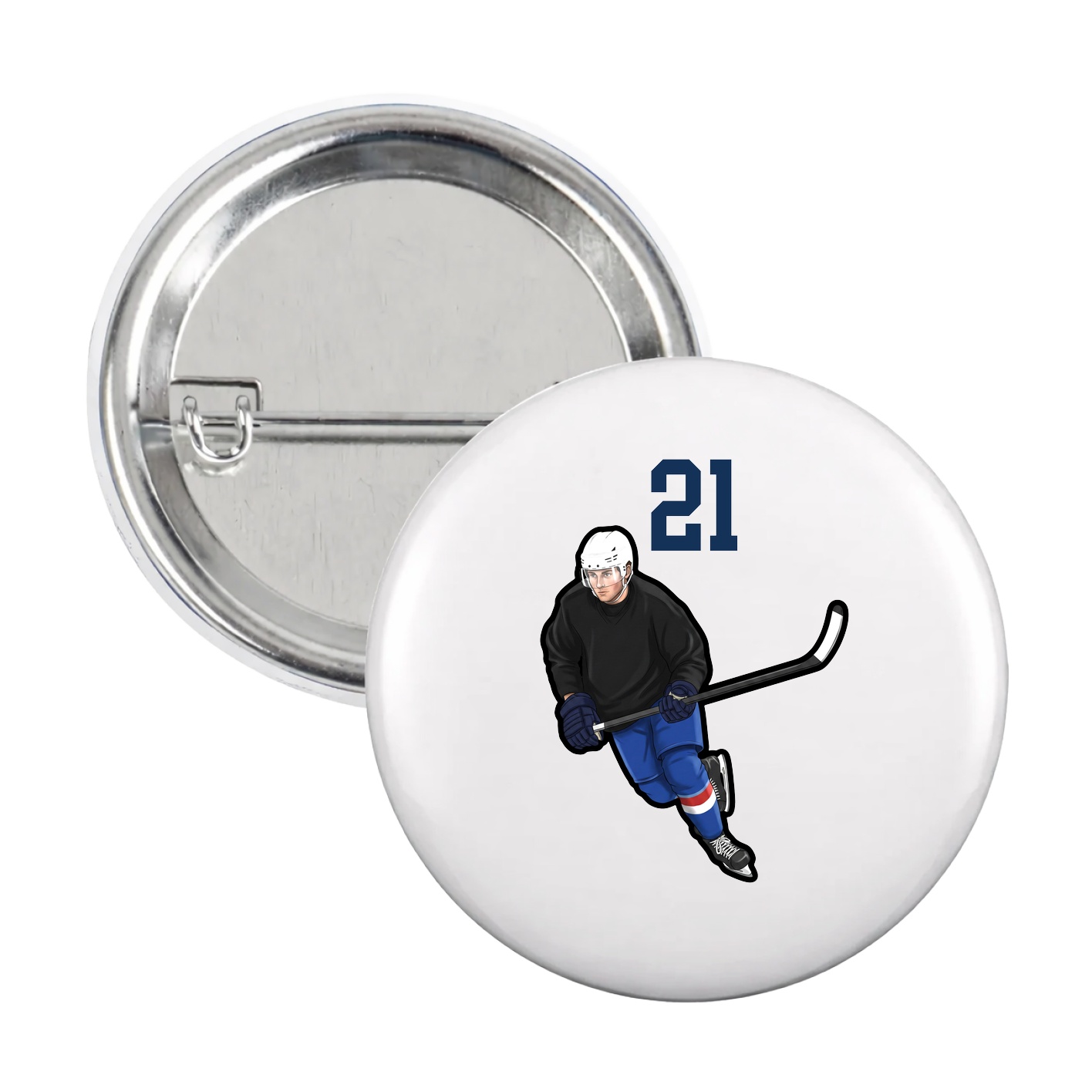 Game Day Button — Number Top in White
