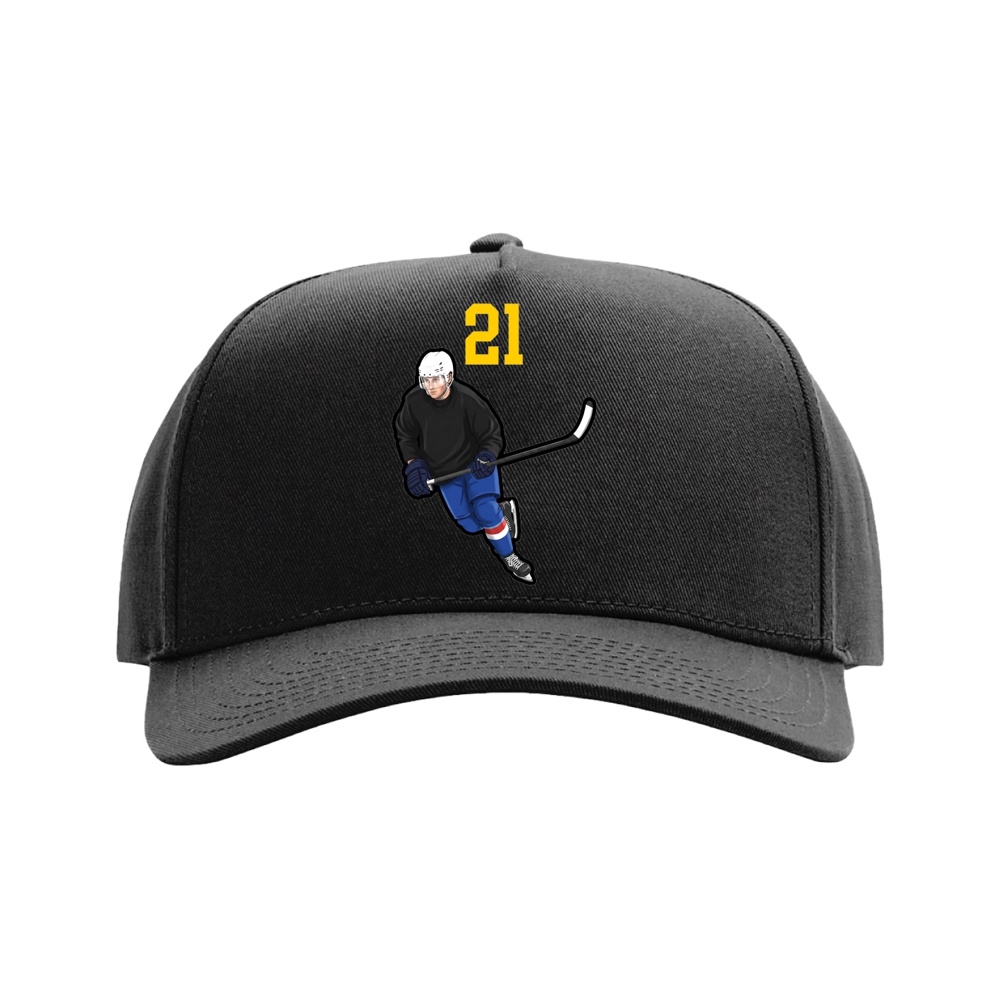 Full Fabric Five-Panel Champ Cap — Number Top in Black