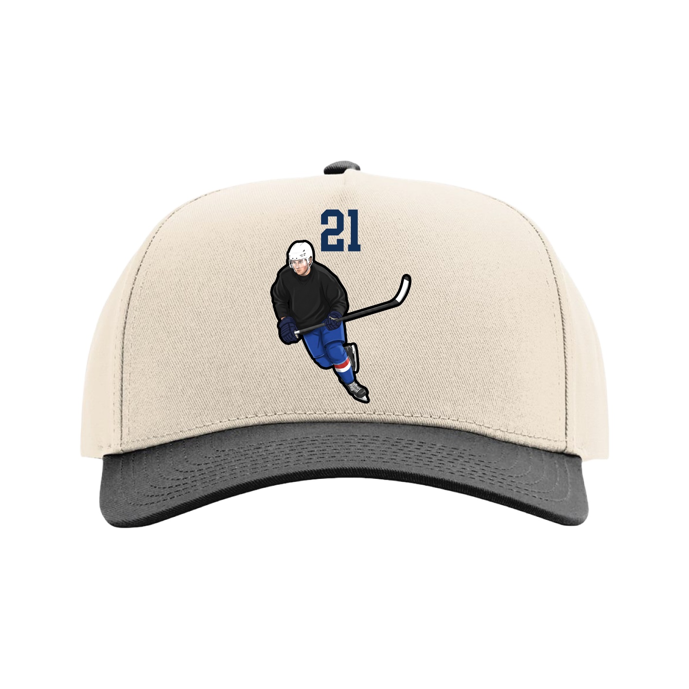 Full Fabric Five-Panel Champ Cap — Number Top in Cream/Black