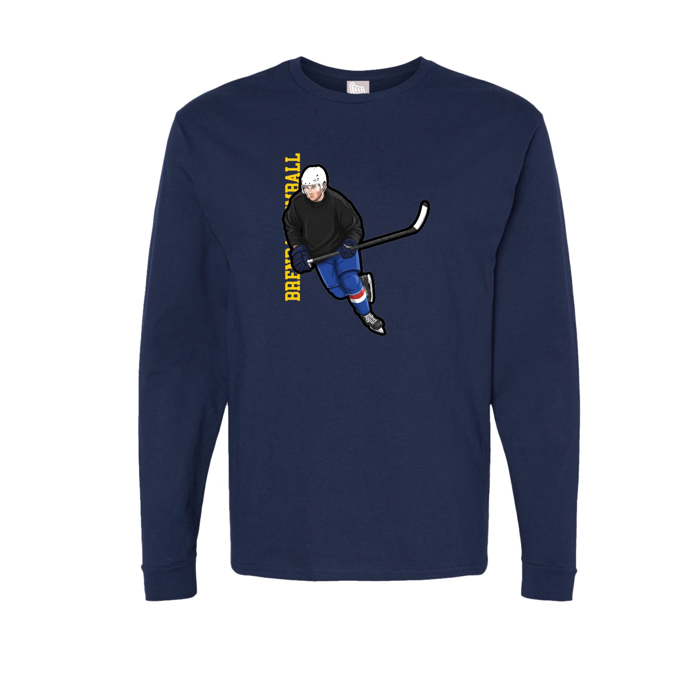 Long Sleeve Tee — Name Vertical in Navy