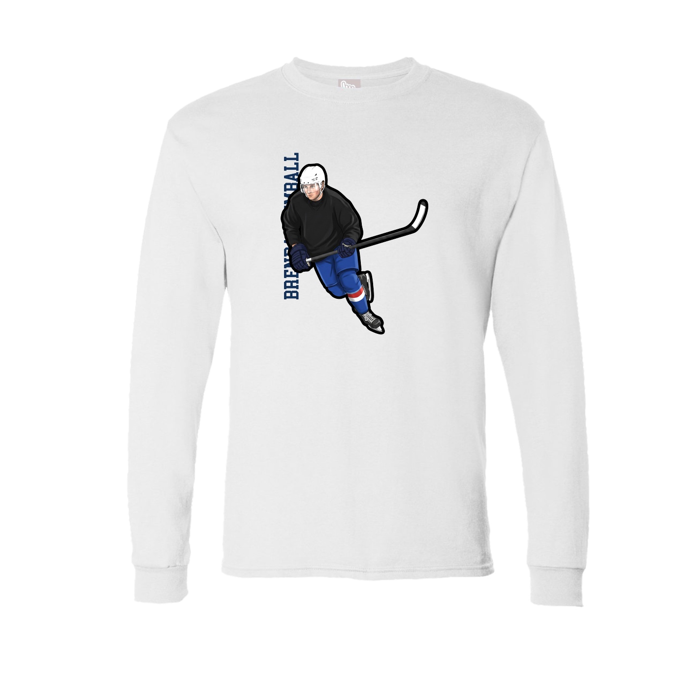 Long Sleeve Tee — Name Vertical in White