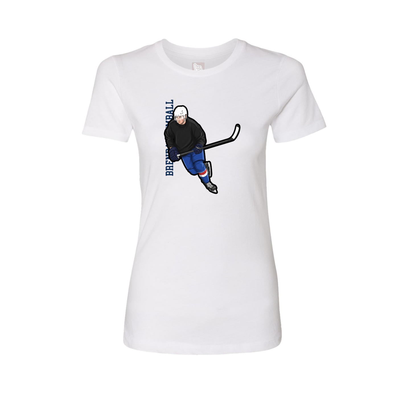 Fitted Women's Tee — Name Vertical in White