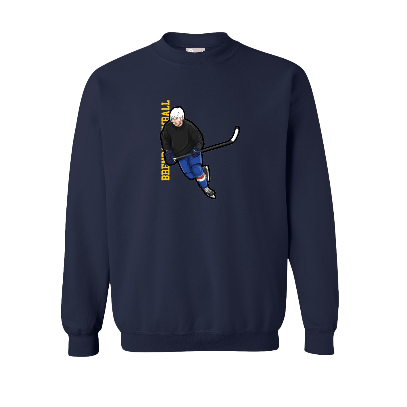 Fleece Crew — Name Vertical in Navy