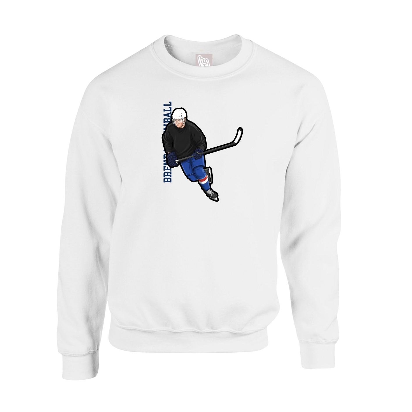 Fleece Crew — Name Vertical in White