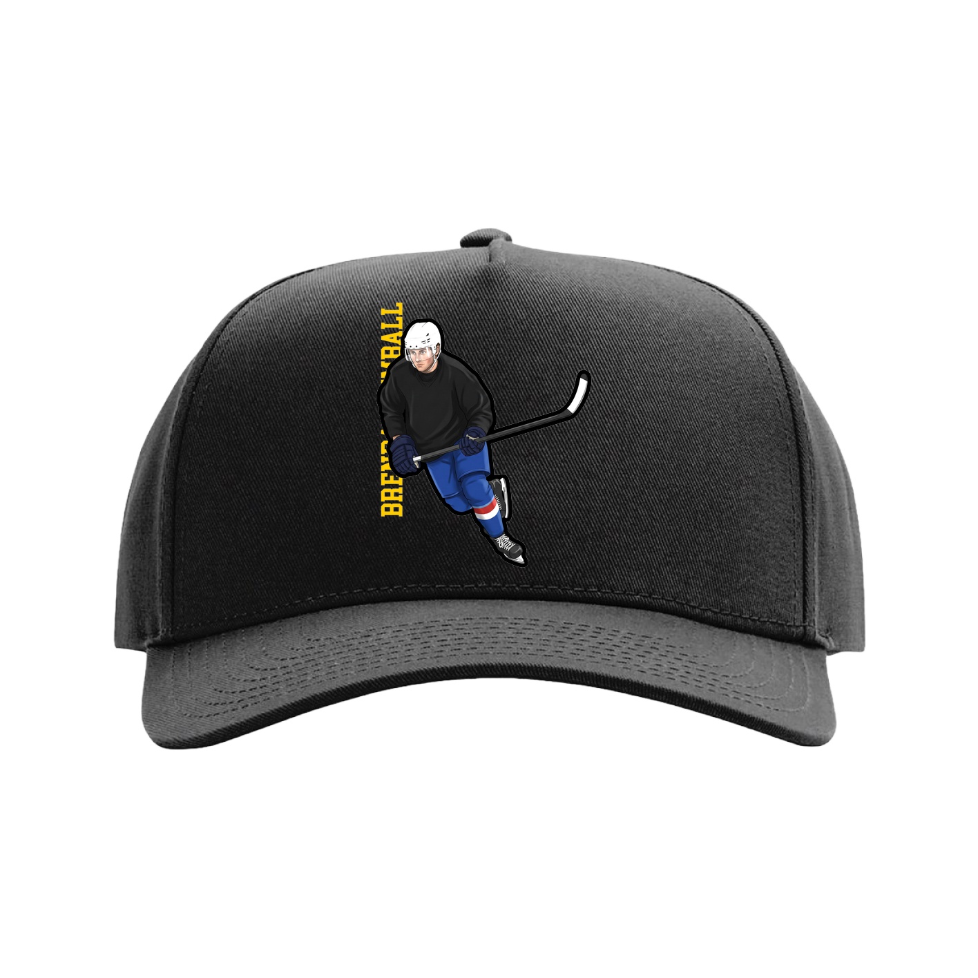 Full Fabric Five-Panel Champ Cap — Name Vertical in Black