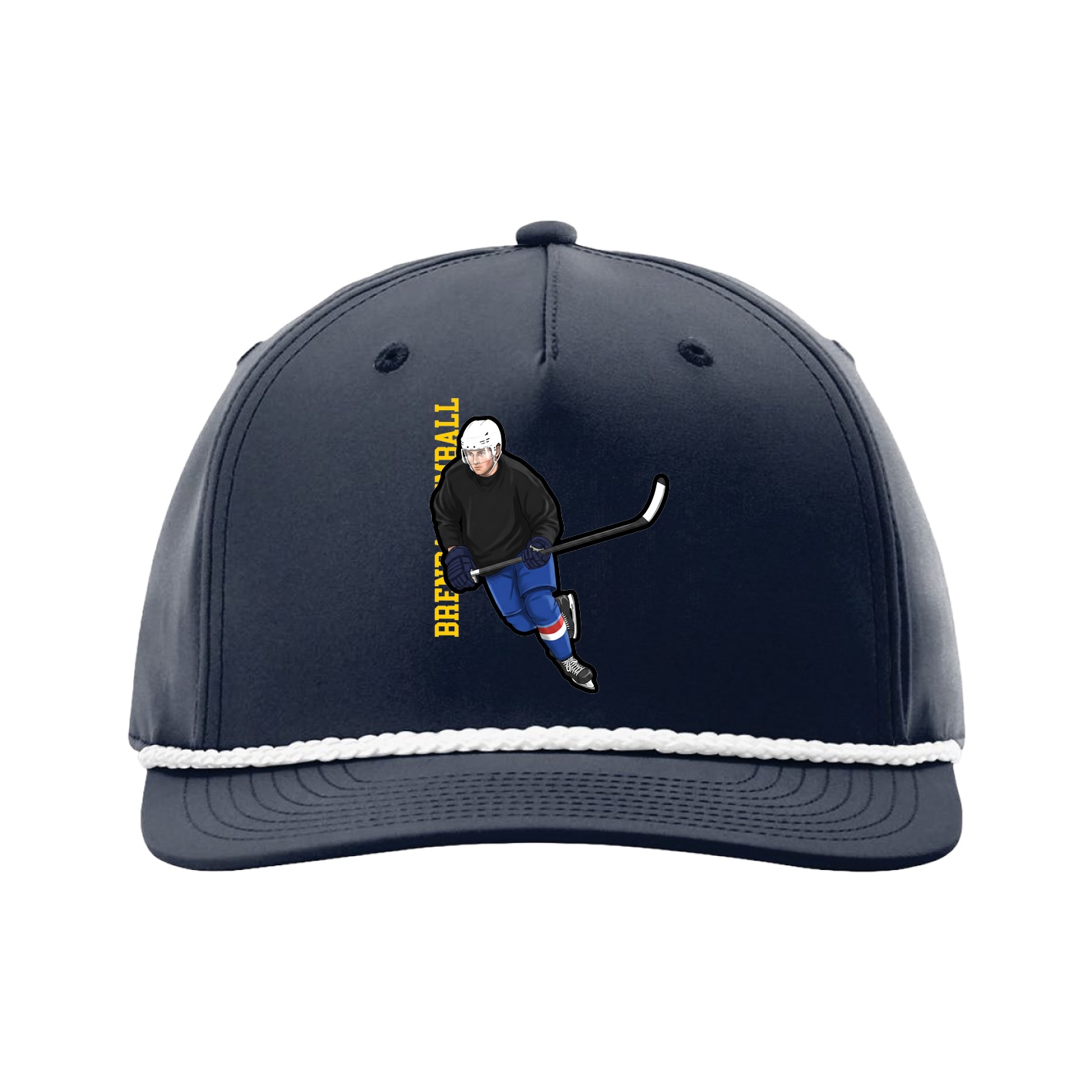 Five-Panel Classic Rope Cap — Name Vertical in Navy