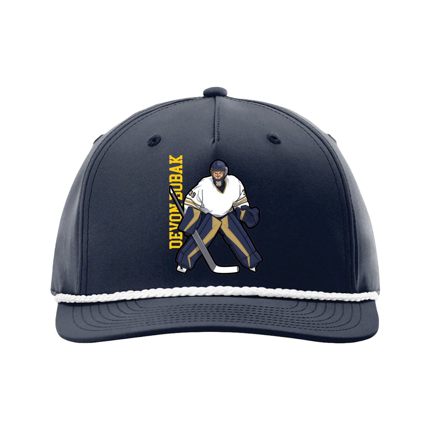 Five-Panel Classic Rope Cap — Name Vertical in Navy