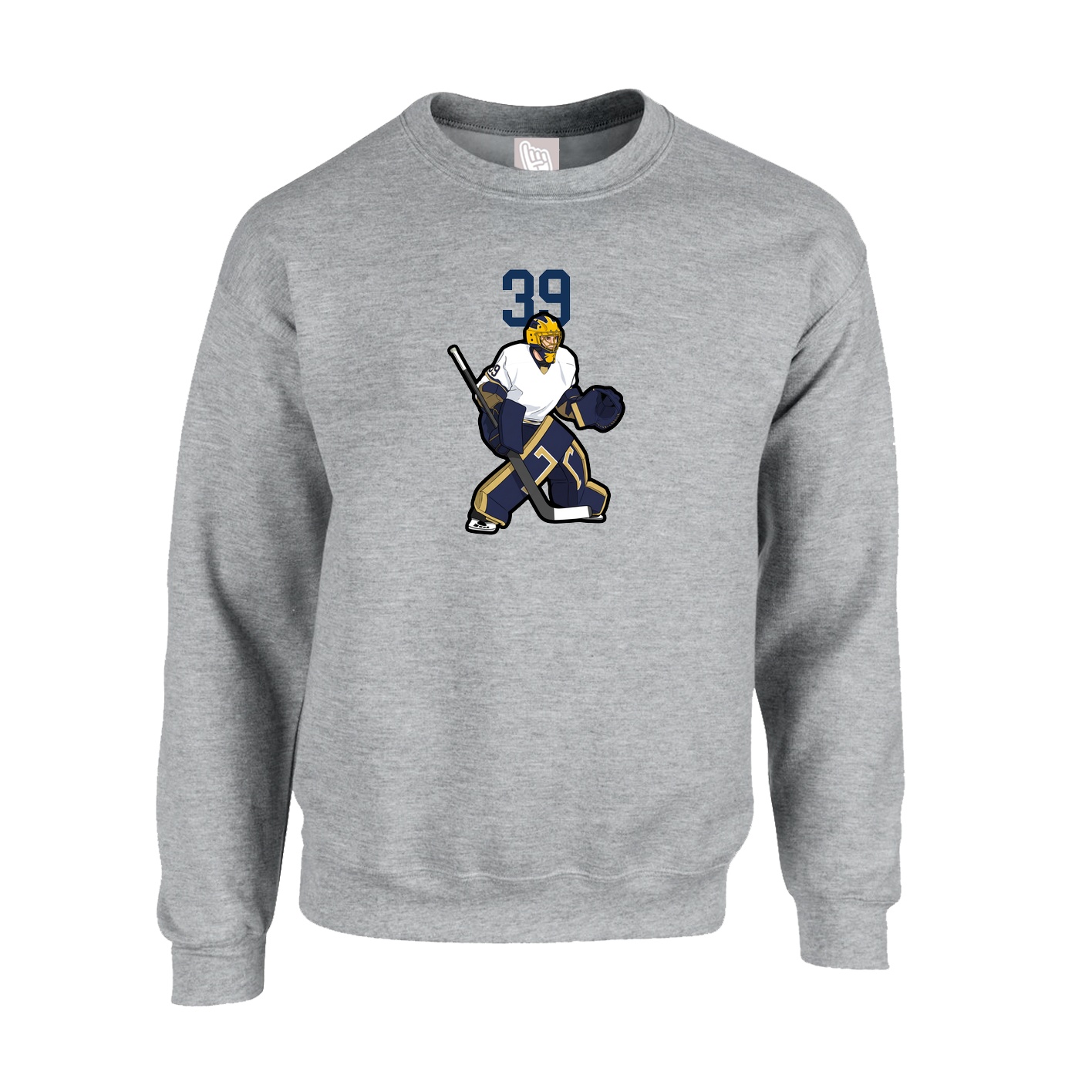 Fleece Crew — Number Top in Grey