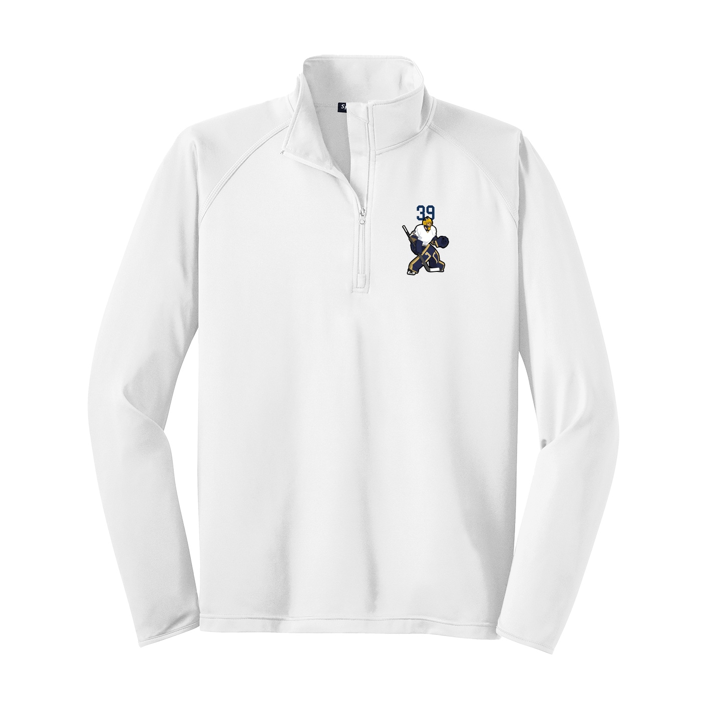 Q-Zip Pullover — Number Top in White