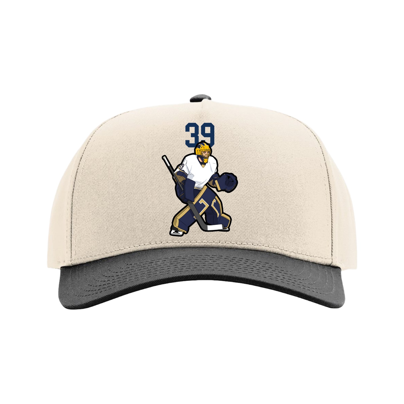 Full Fabric Five-Panel Champ Cap — Number Top in Cream/Black