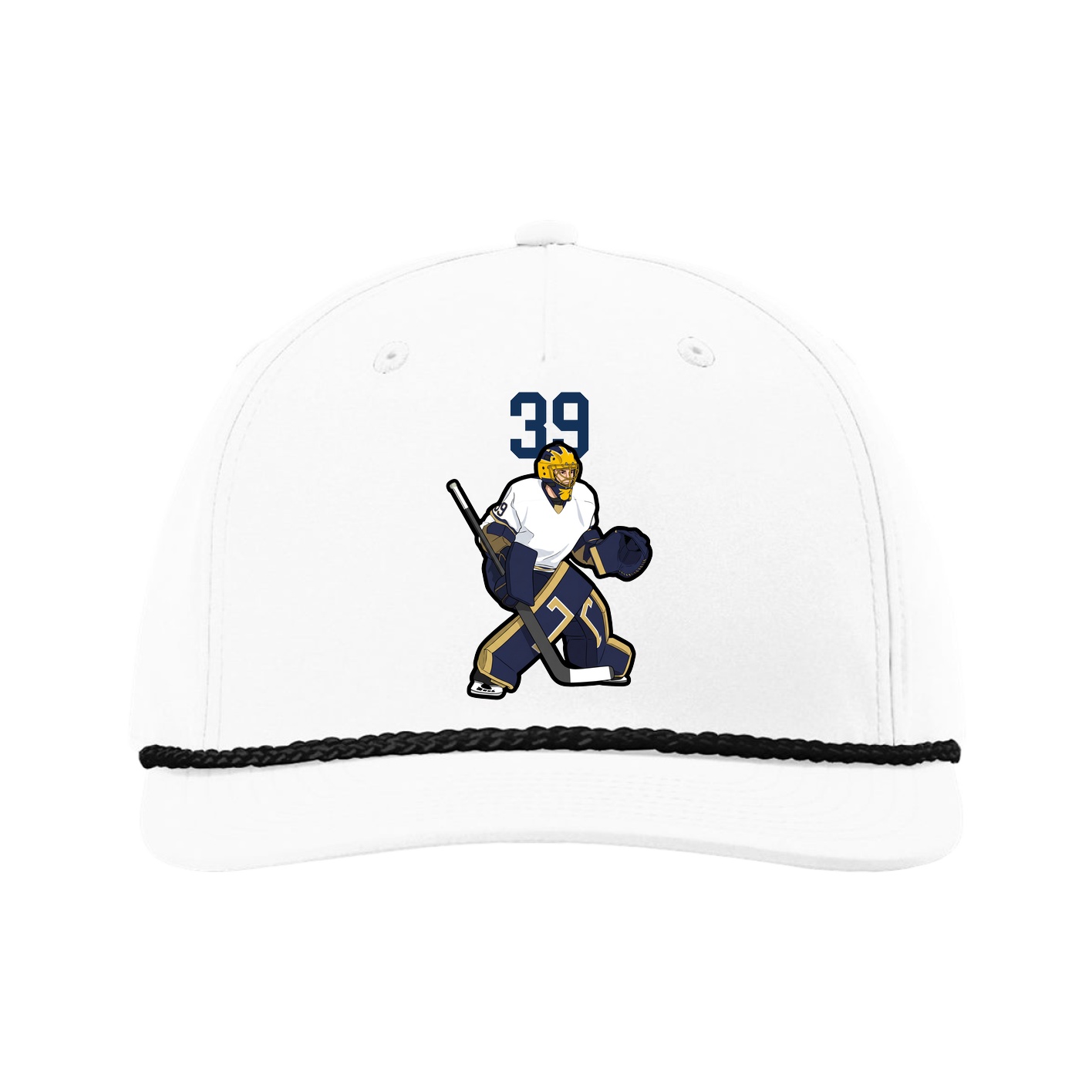 Five-Panel Classic Rope Cap — Number Top in White