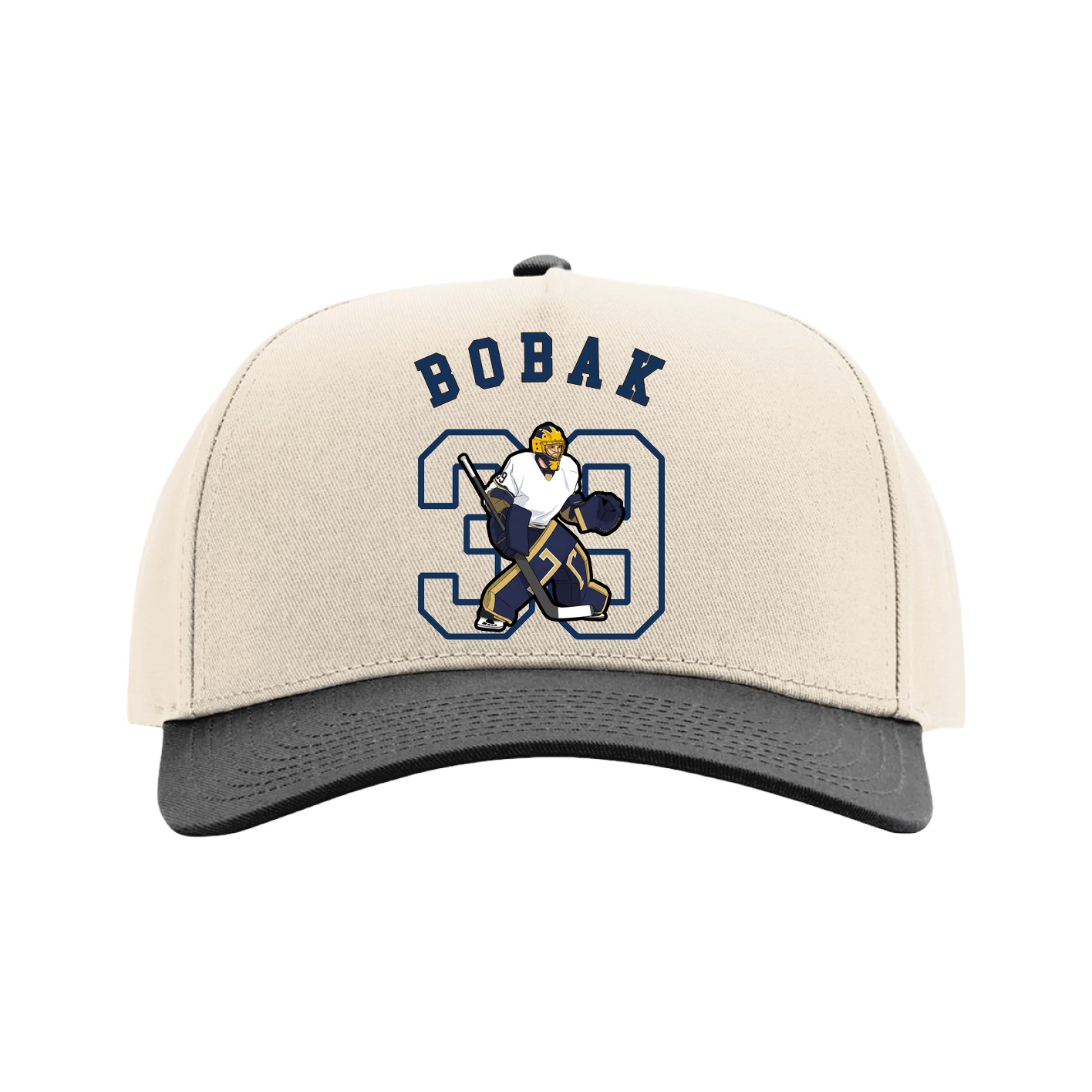 Full Fabric Five-Panel Champ Cap — Shirsey Arch in Cream/Black