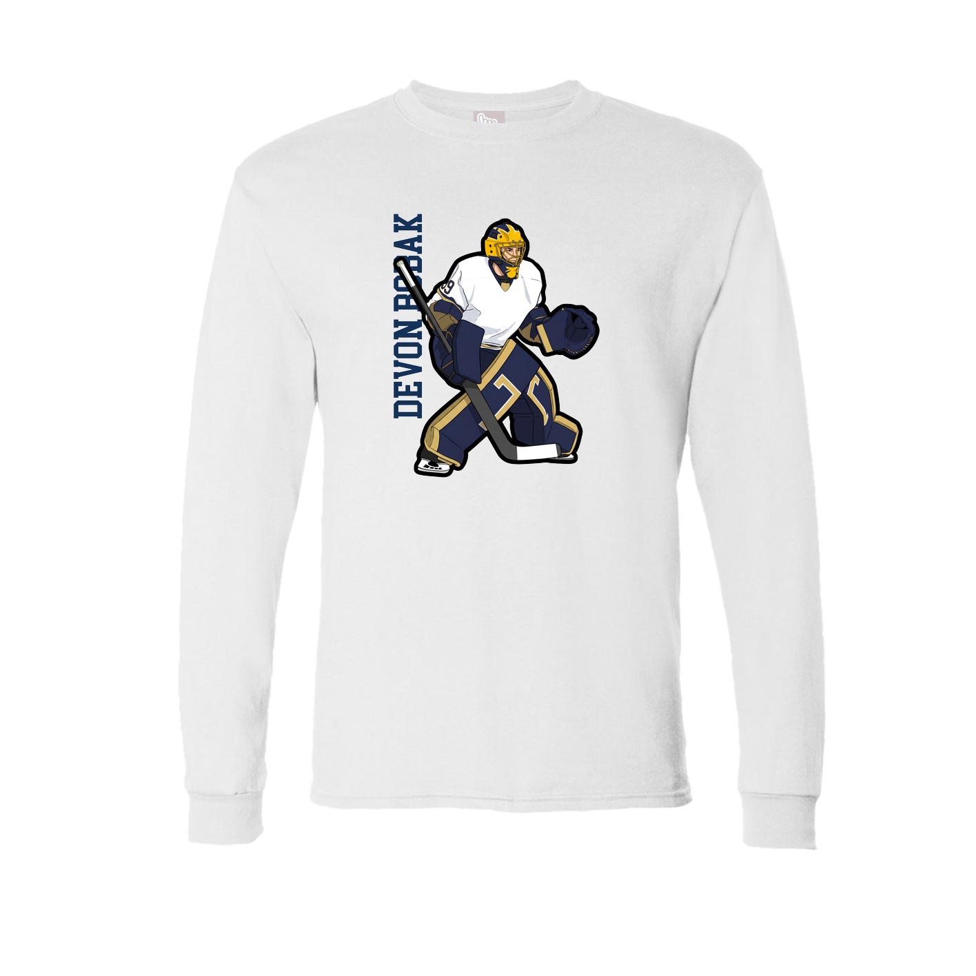 Long Sleeve Tee — Name Vertical in White