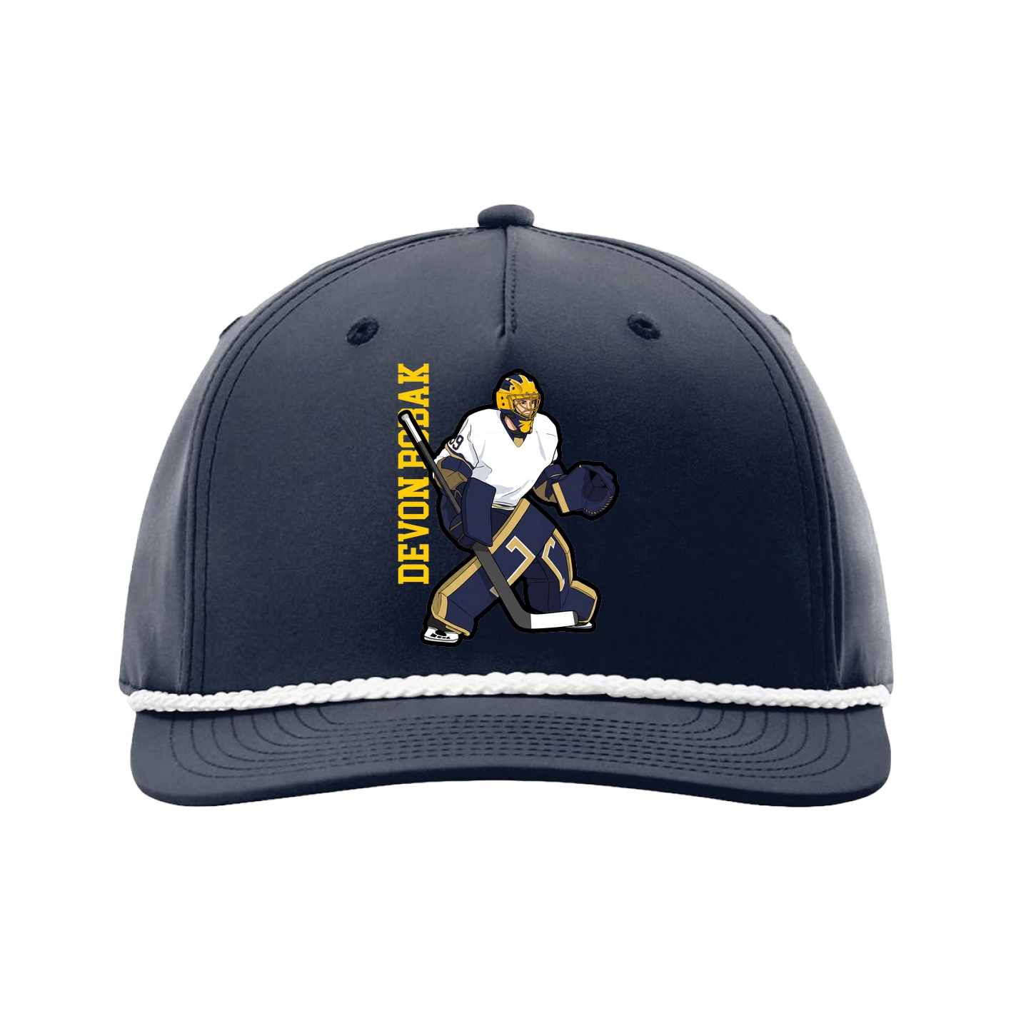 Five-Panel Classic Rope Cap — Name Vertical in Navy