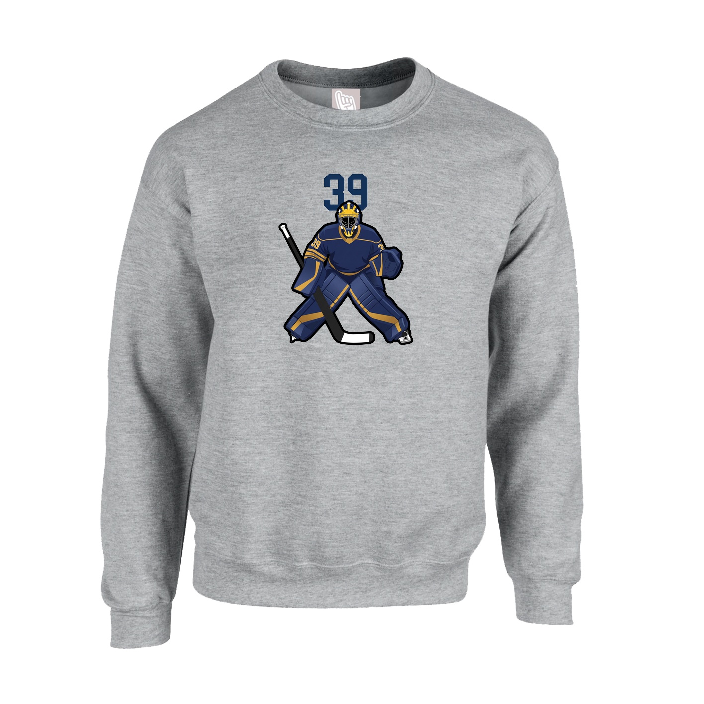 Fleece Crew — Number Top in Grey