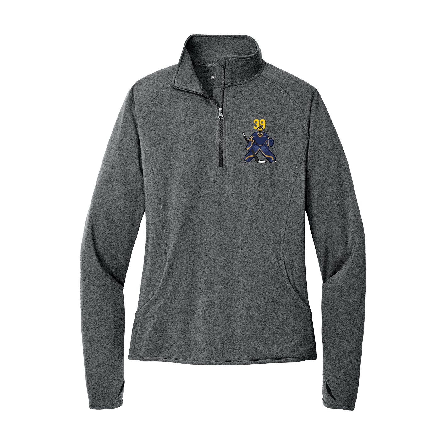 Women's Q-Zip Pullover — Number Top in Grey