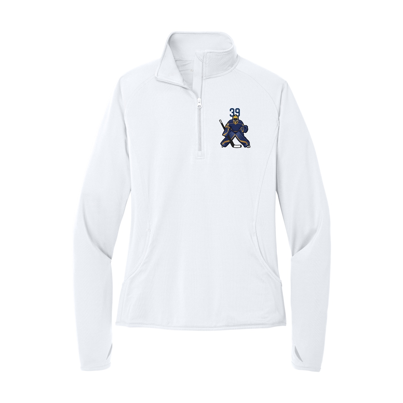 Women's Q-Zip Pullover — Number Top in White