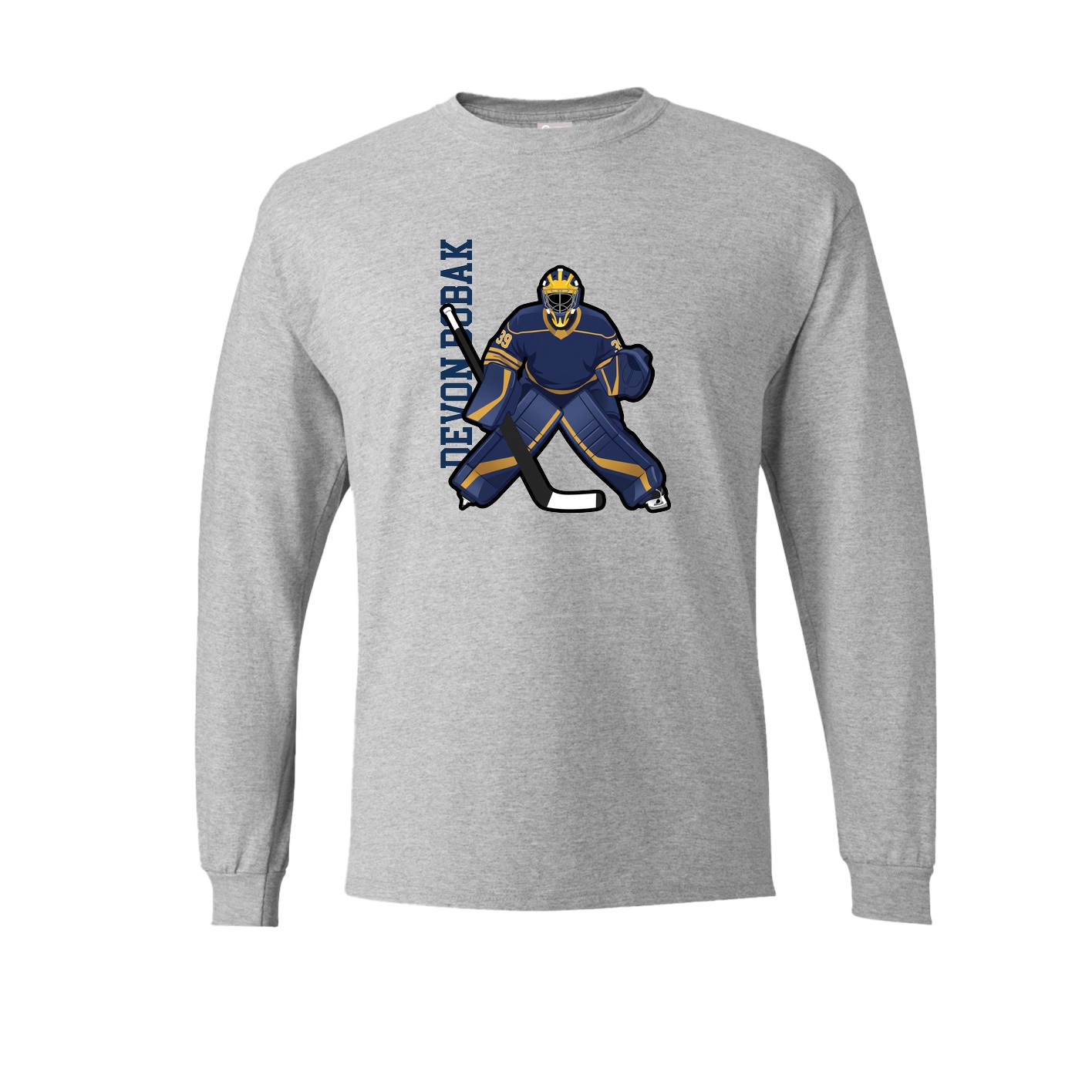 Long Sleeve Tee — Name Vertical in Grey