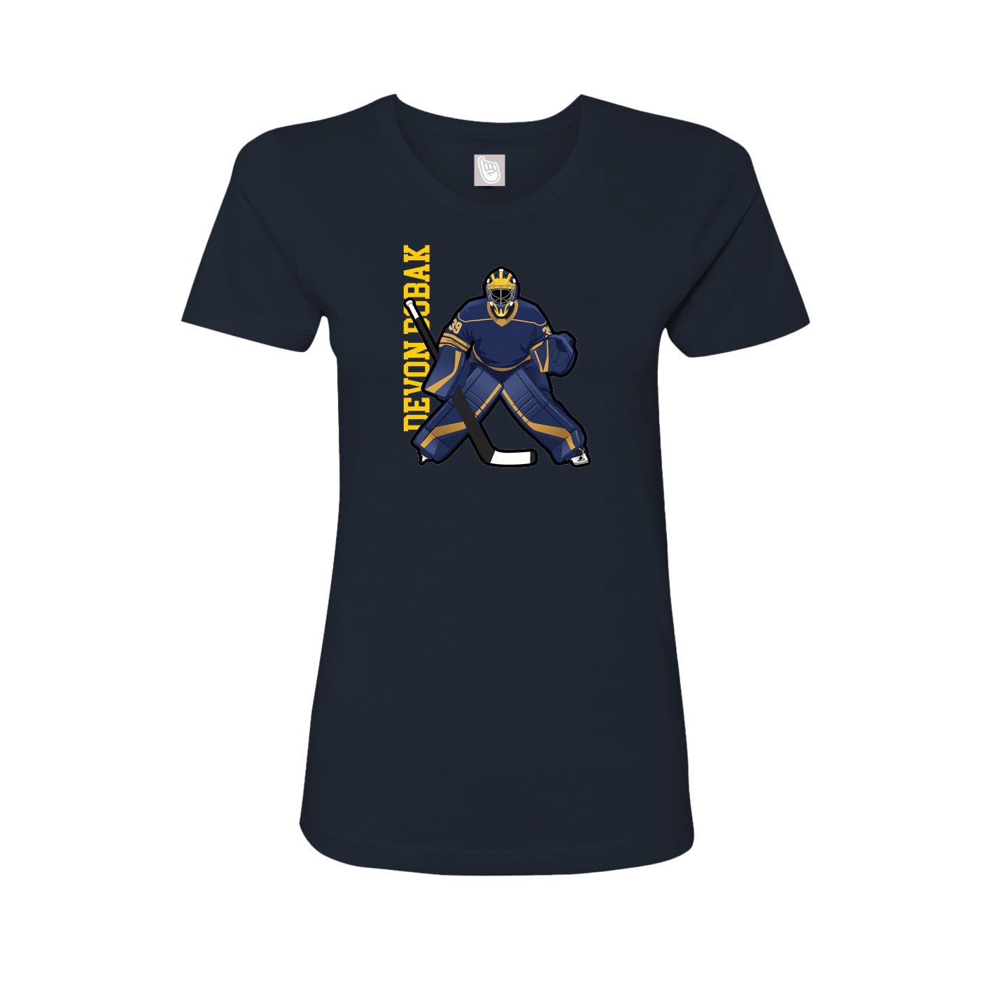 Fitted Women's Tee — Name Vertical in Navy