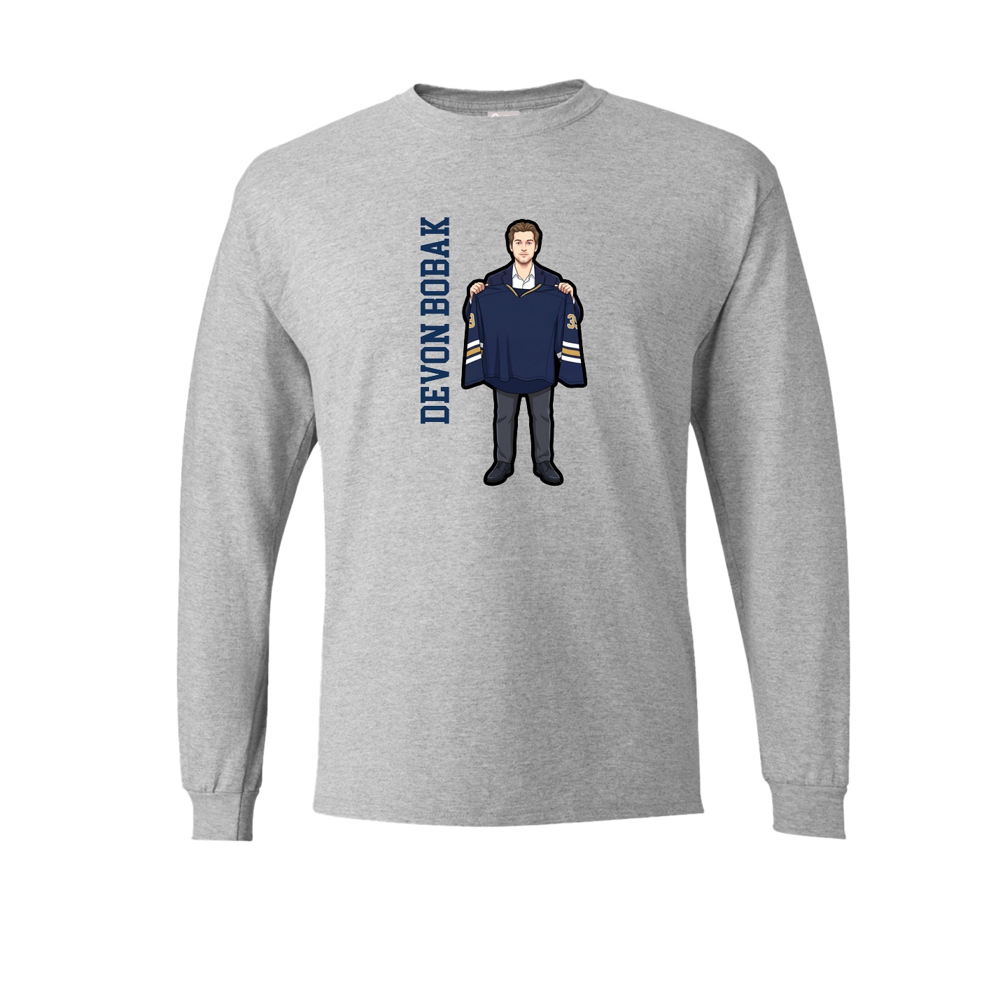 Long Sleeve Tee — Name Vertical in Grey