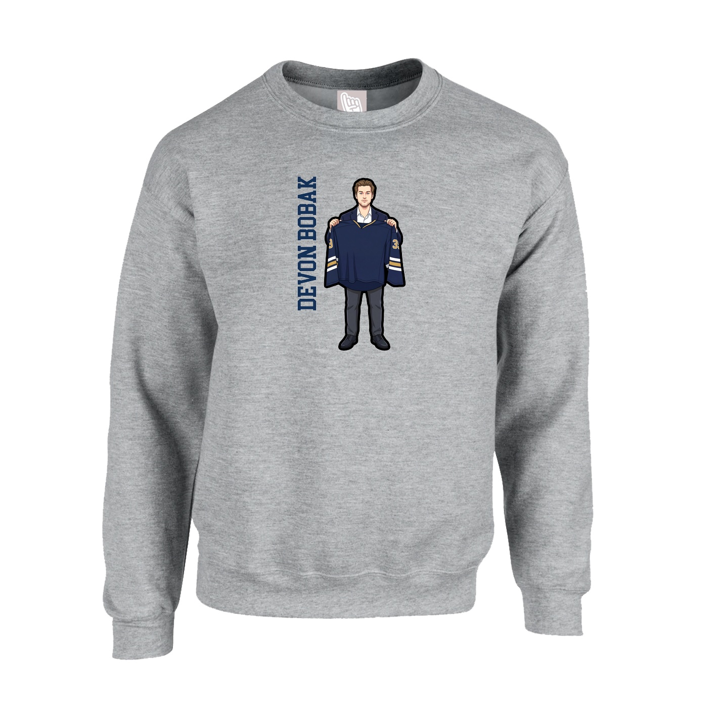 Fleece Crew — Name Vertical in Grey