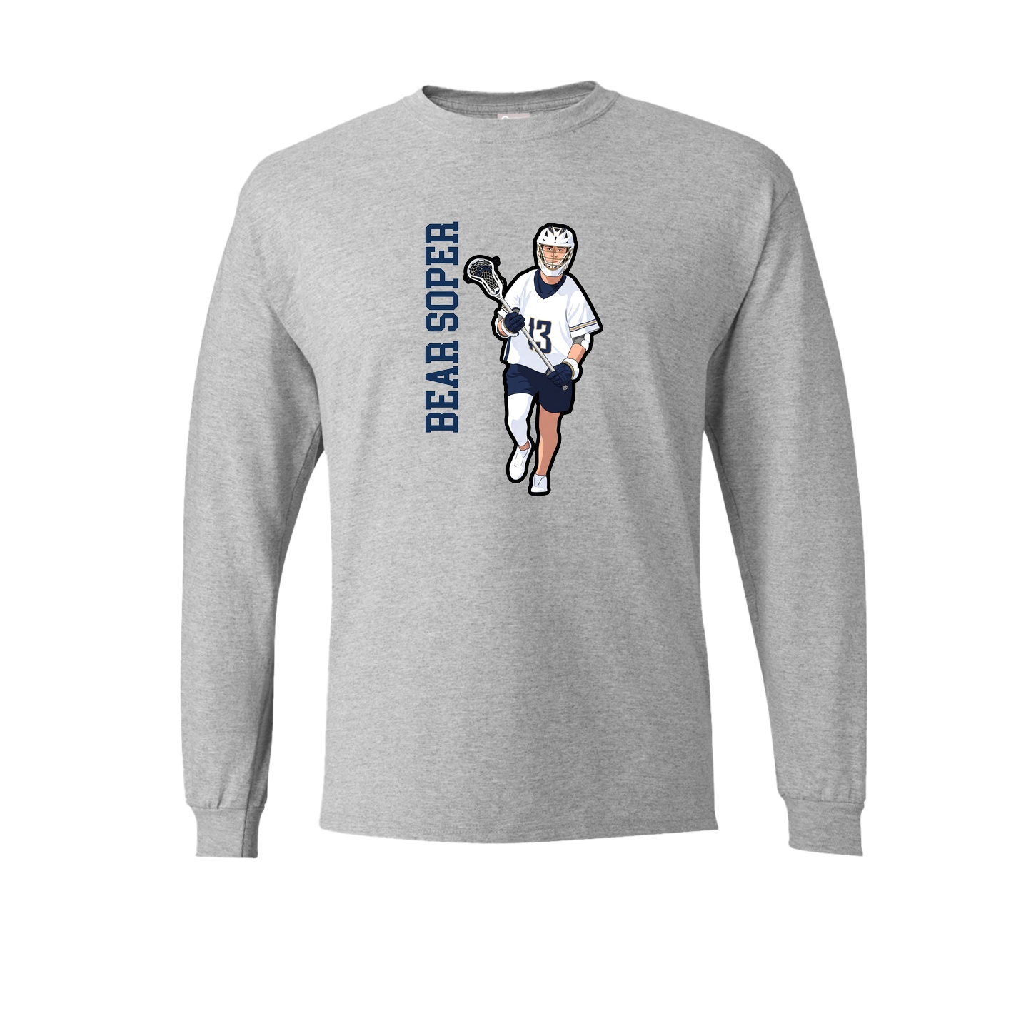 Long Sleeve Tee — Name Vertical in Grey