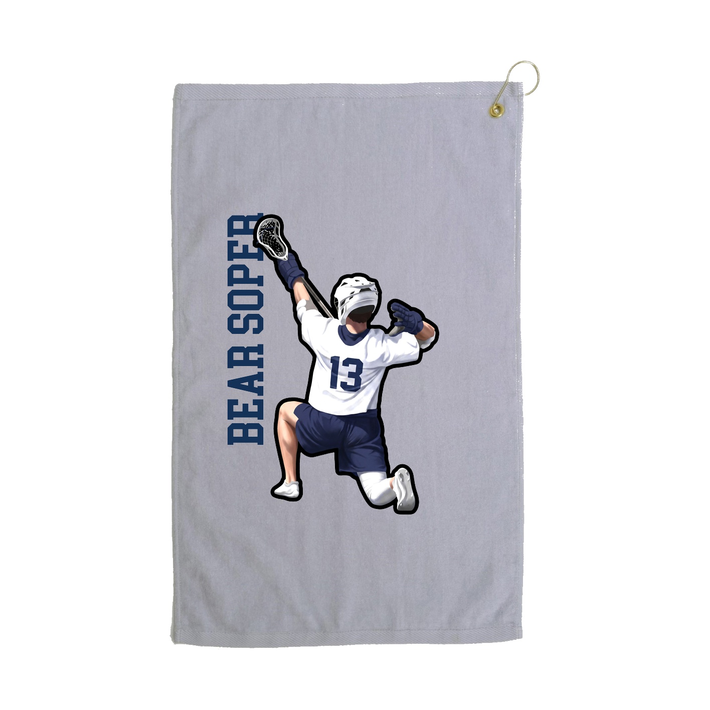 Golf Towel — Name Vertical in Grey