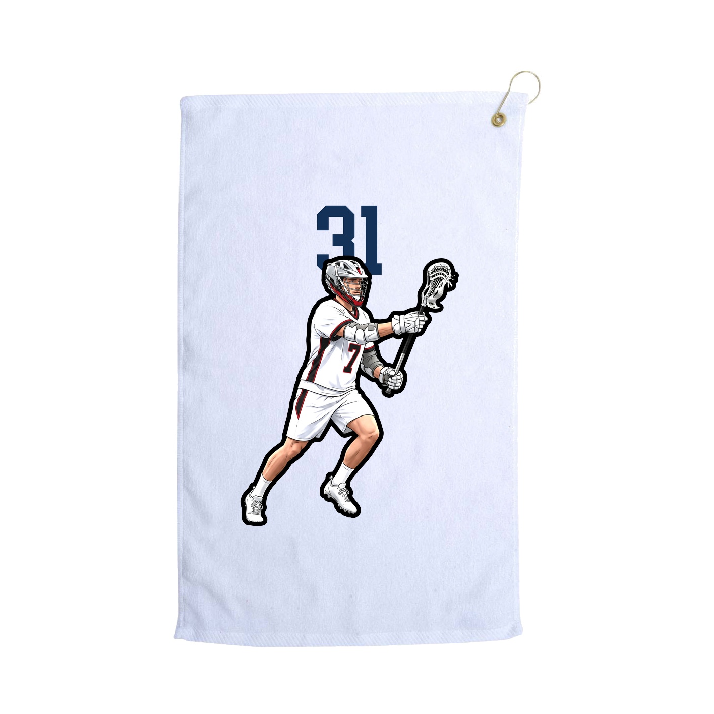 Golf Towel — Number Top in White