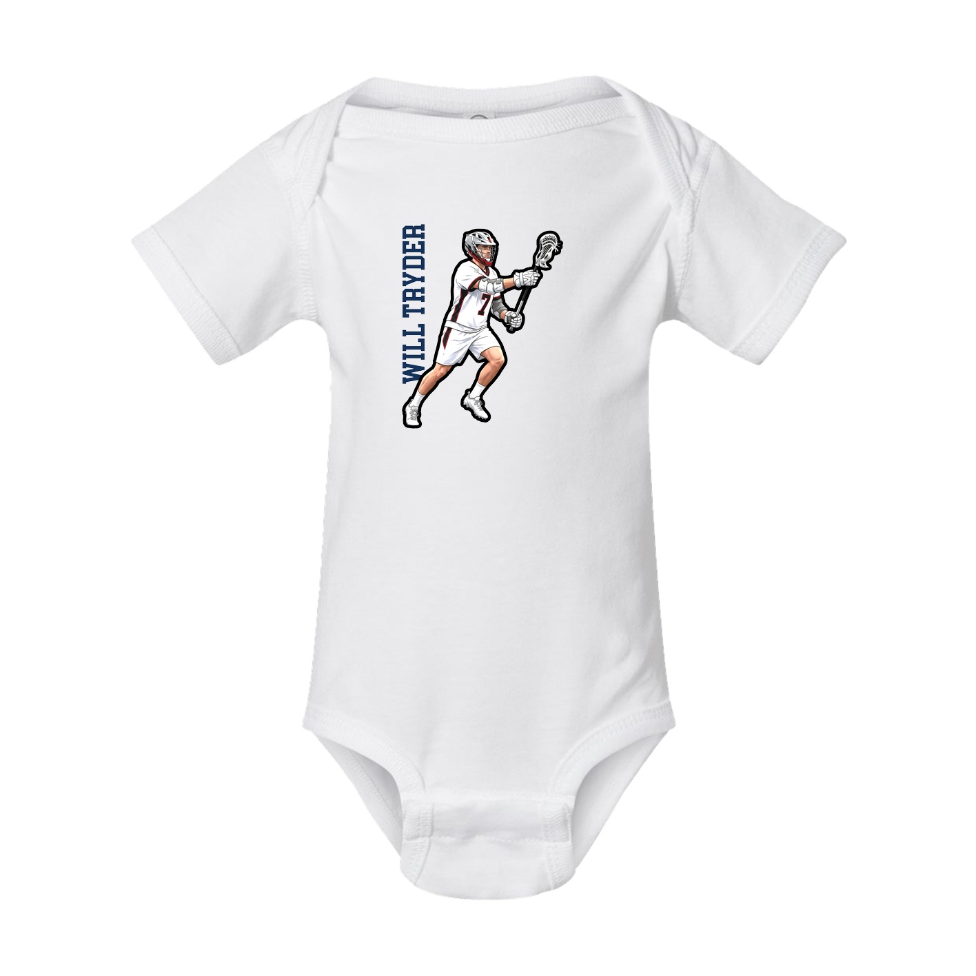 Baby Onesie — Name Vertical in White