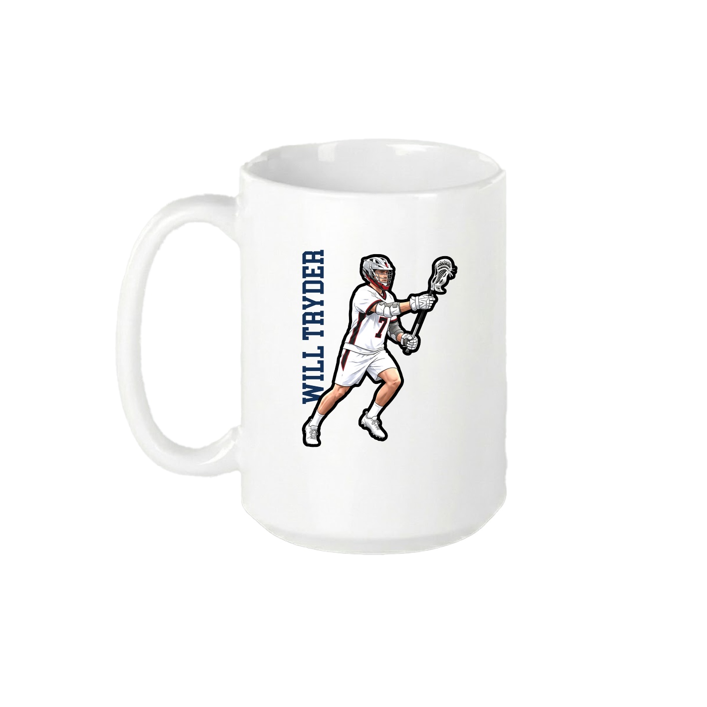 15oz Coffee Mug — Name Vertical in White