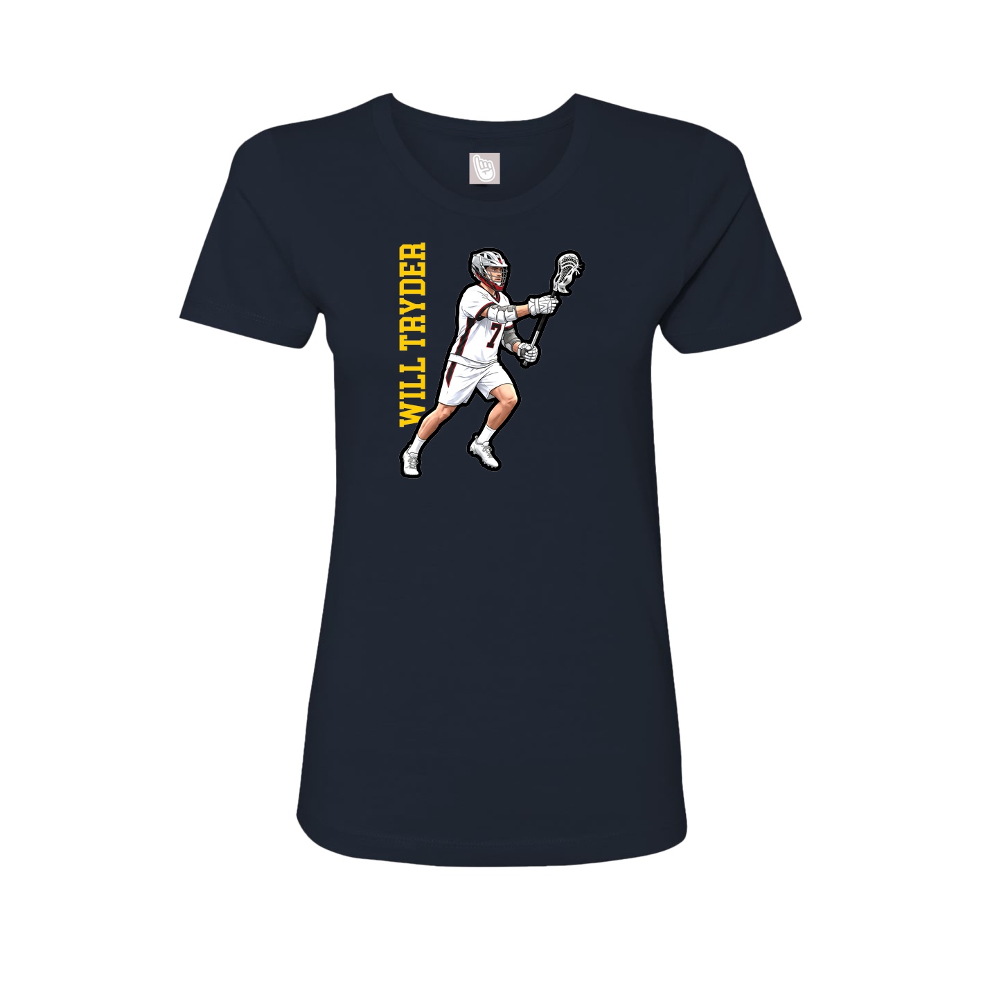 Fitted Women's Tee — Name Vertical in Navy