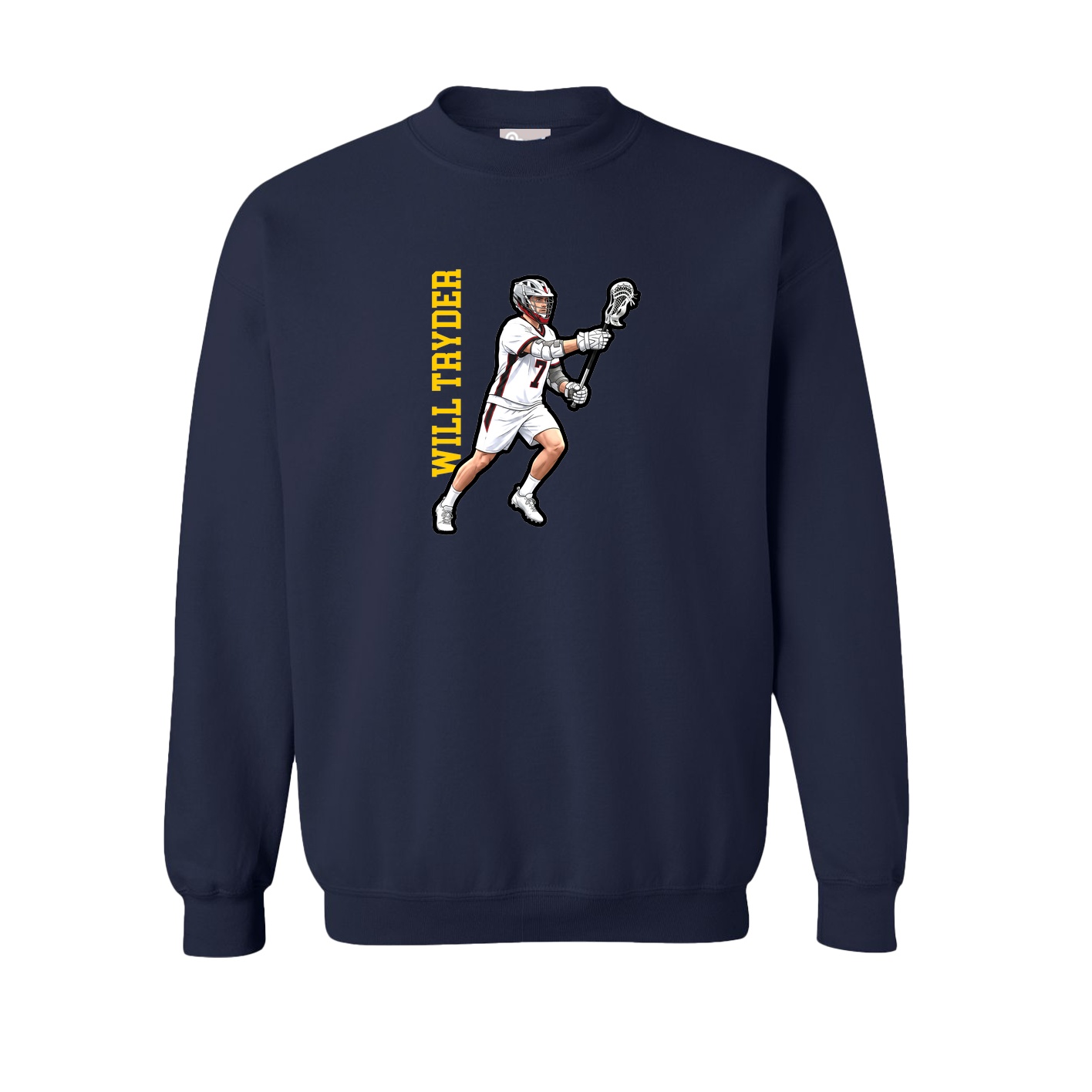 Fleece Crew — Name Vertical in Navy