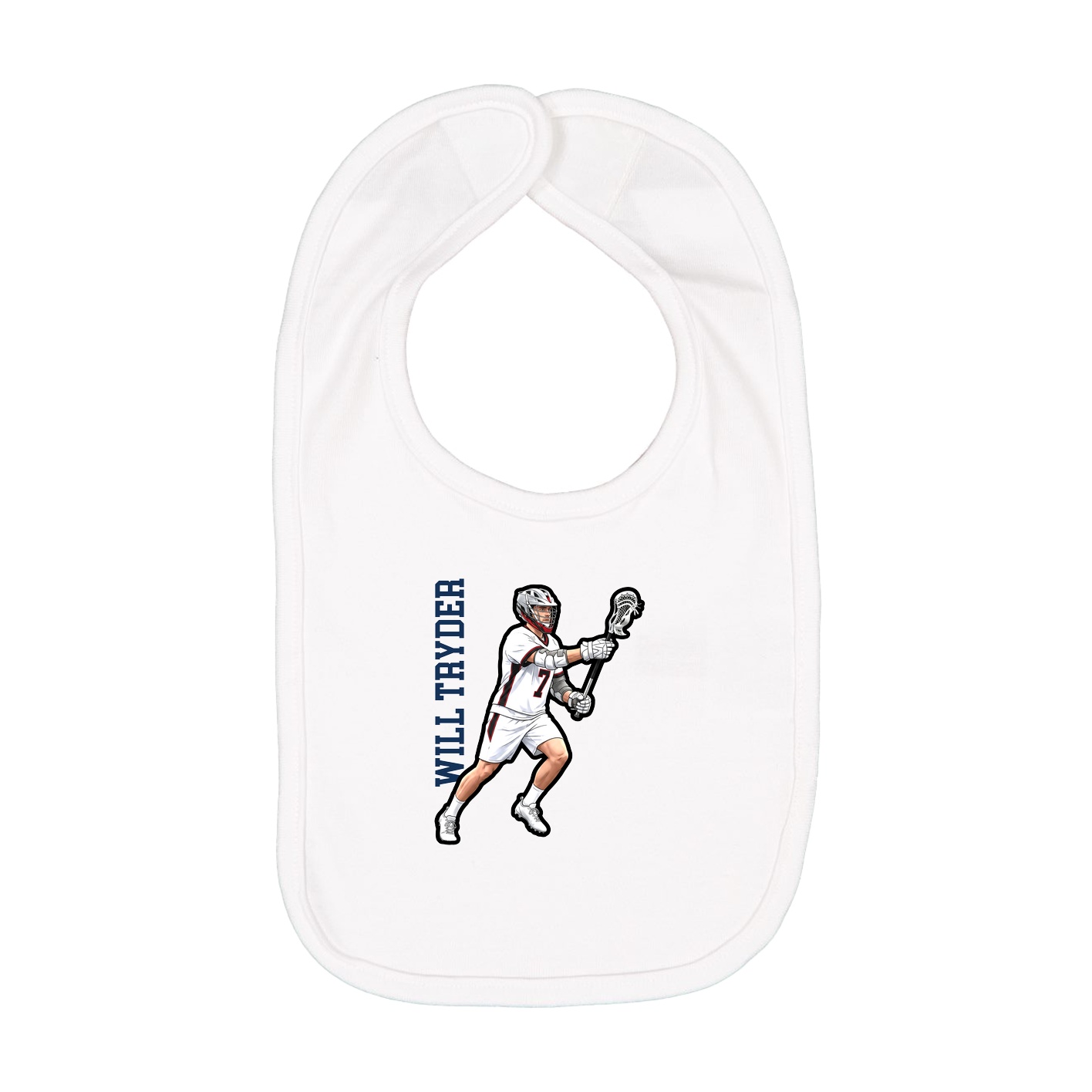 Infant Bib — Name Vertical in White