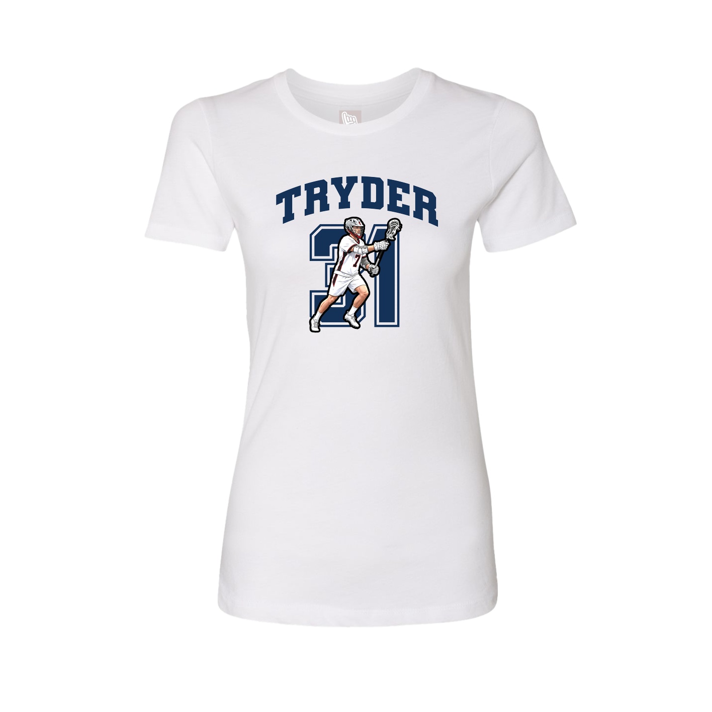 Fitted Women's Tee — Number in White