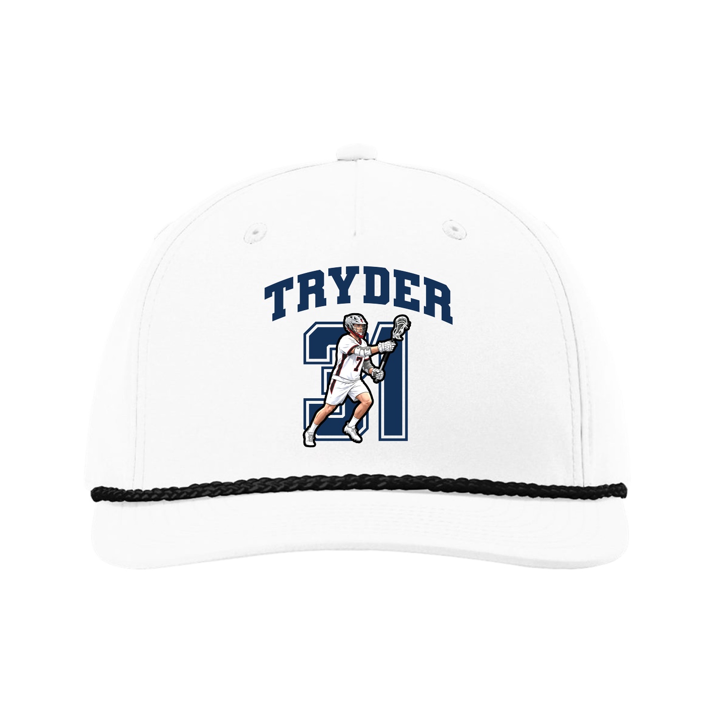 Five-Panel Classic Rope Cap — Number in White