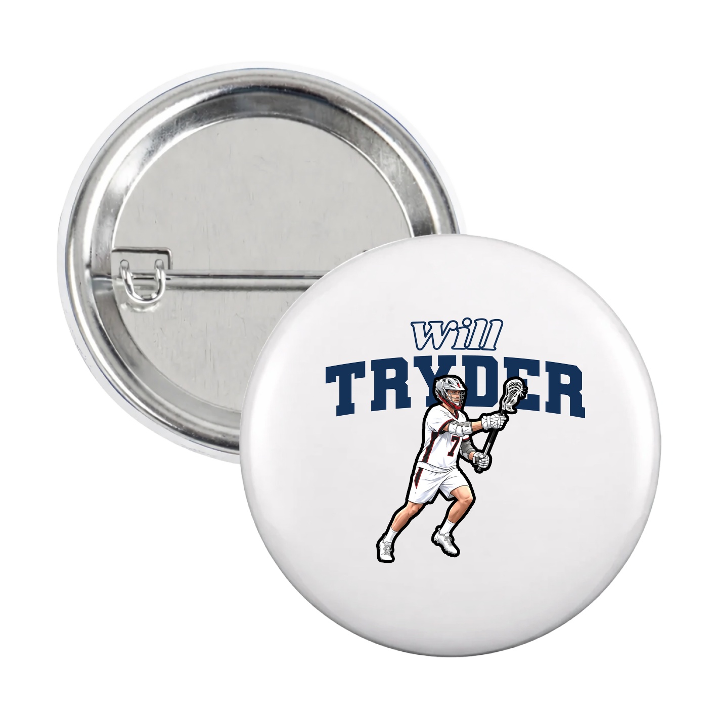 Game Day Button — Name Arch in White