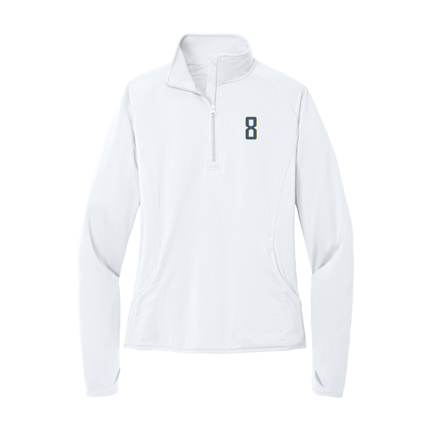Women's Q-Zip Pullover — Front Shirsy in White