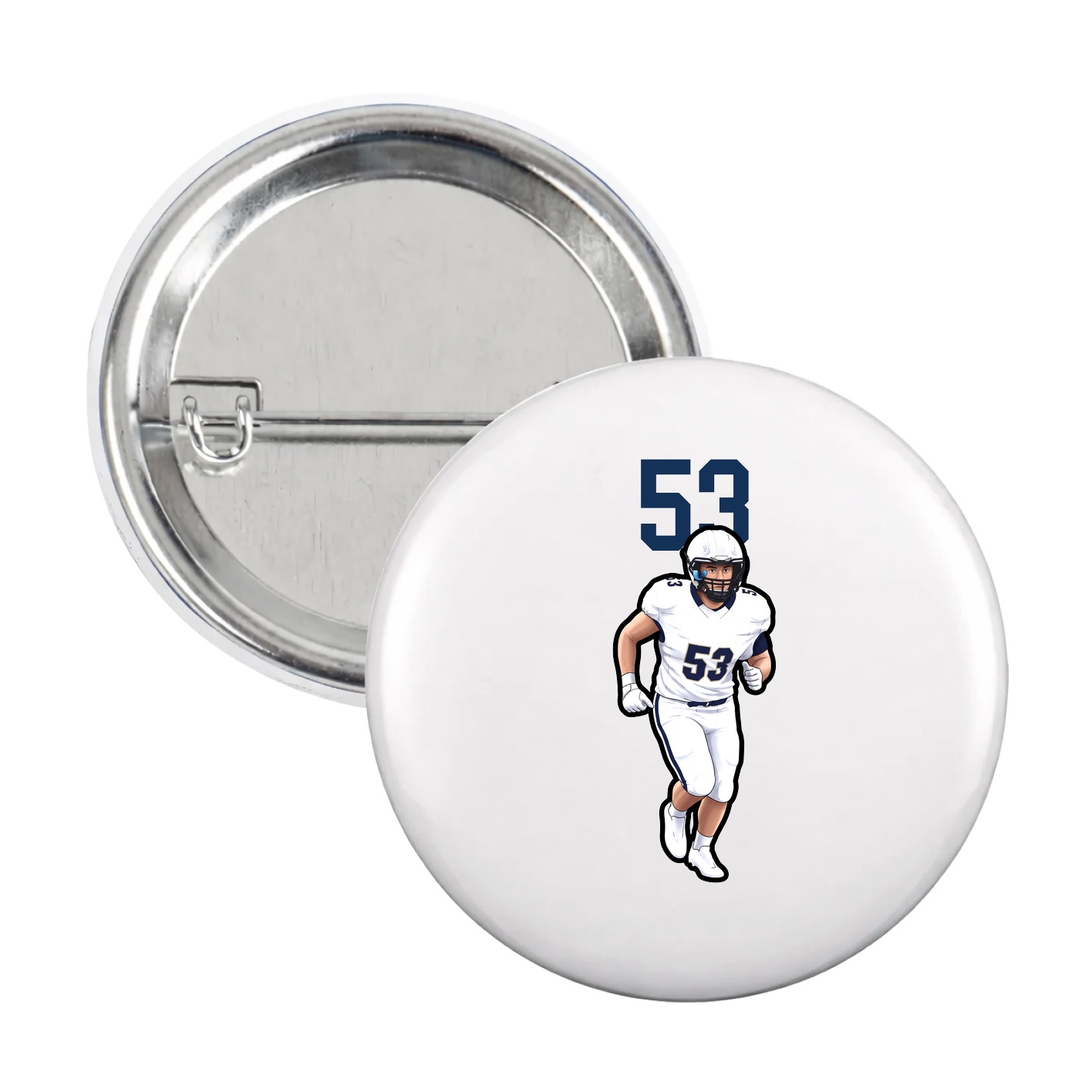 Game Day Button — Number Top in White
