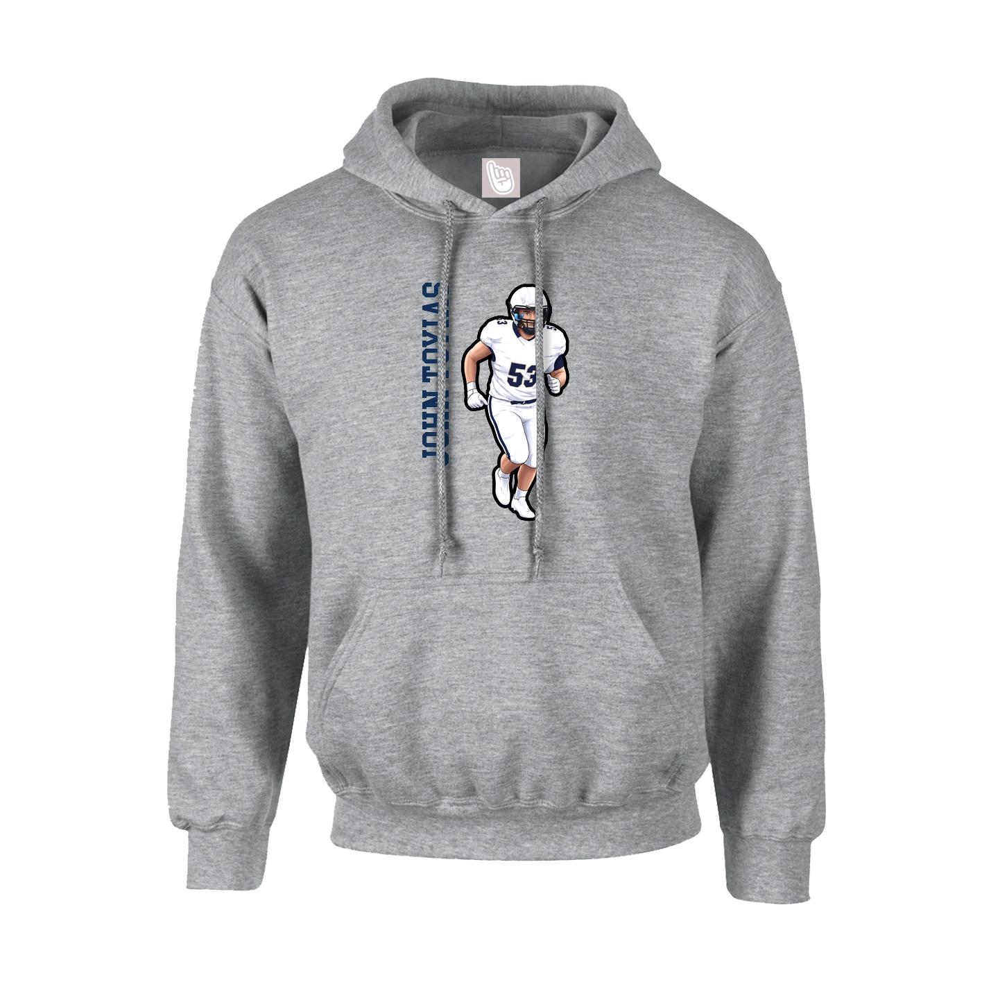 Hoodie — Name Vertical in Grey