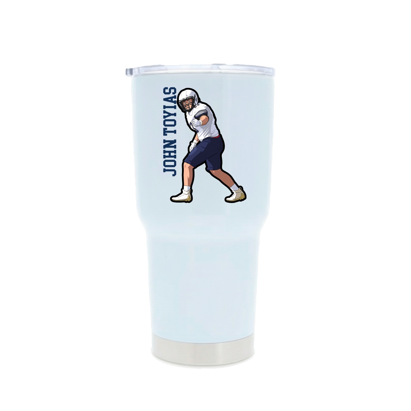 30oz Stainless Steel Tumbler — Name Vertical in White