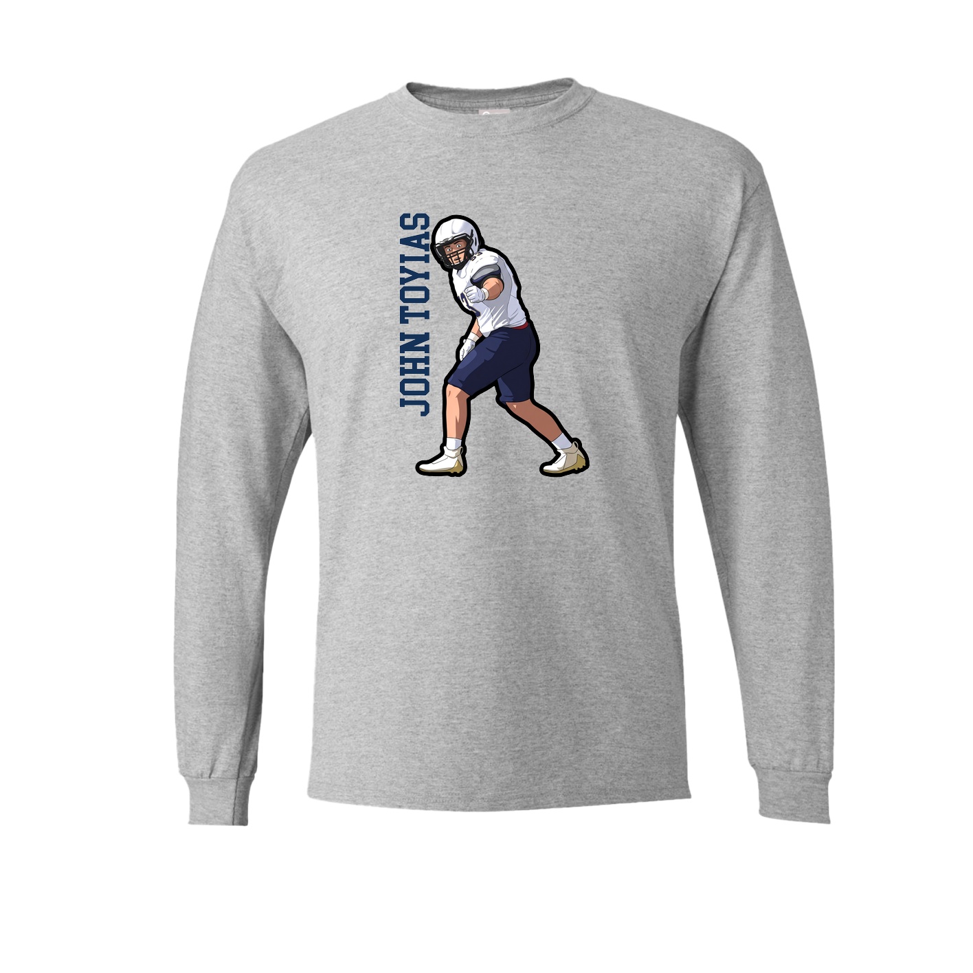 Long Sleeve Tee — Name Vertical in Grey