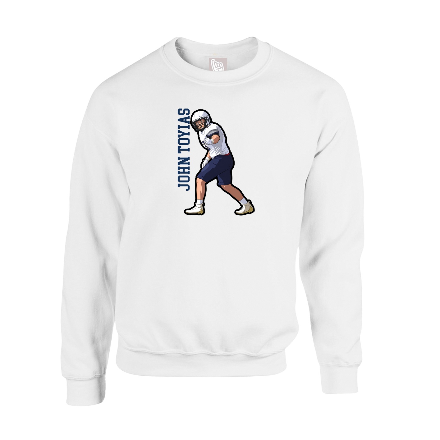 Fleece Crew — Name Vertical in White
